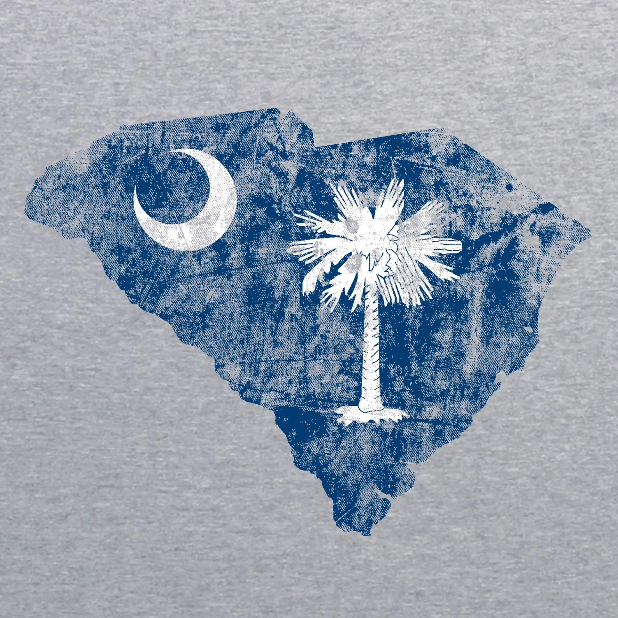 South Carolina Distressed State Flag Outline Crewneck Sweatshirt - Sport Grey - Image 2