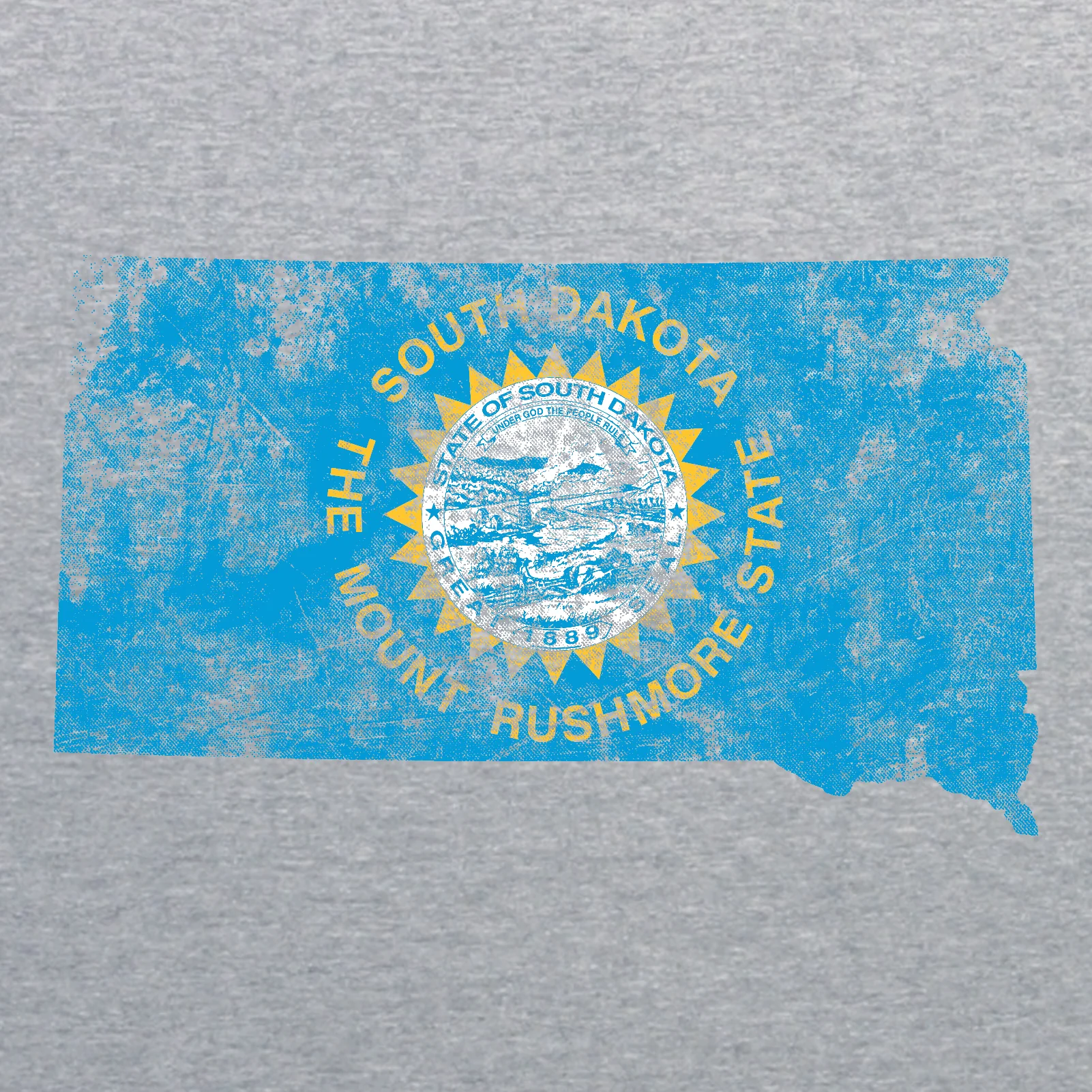 South Dakota Distressed State Flag Outline Crewneck Sweatshirt - Sport Grey - Image 2