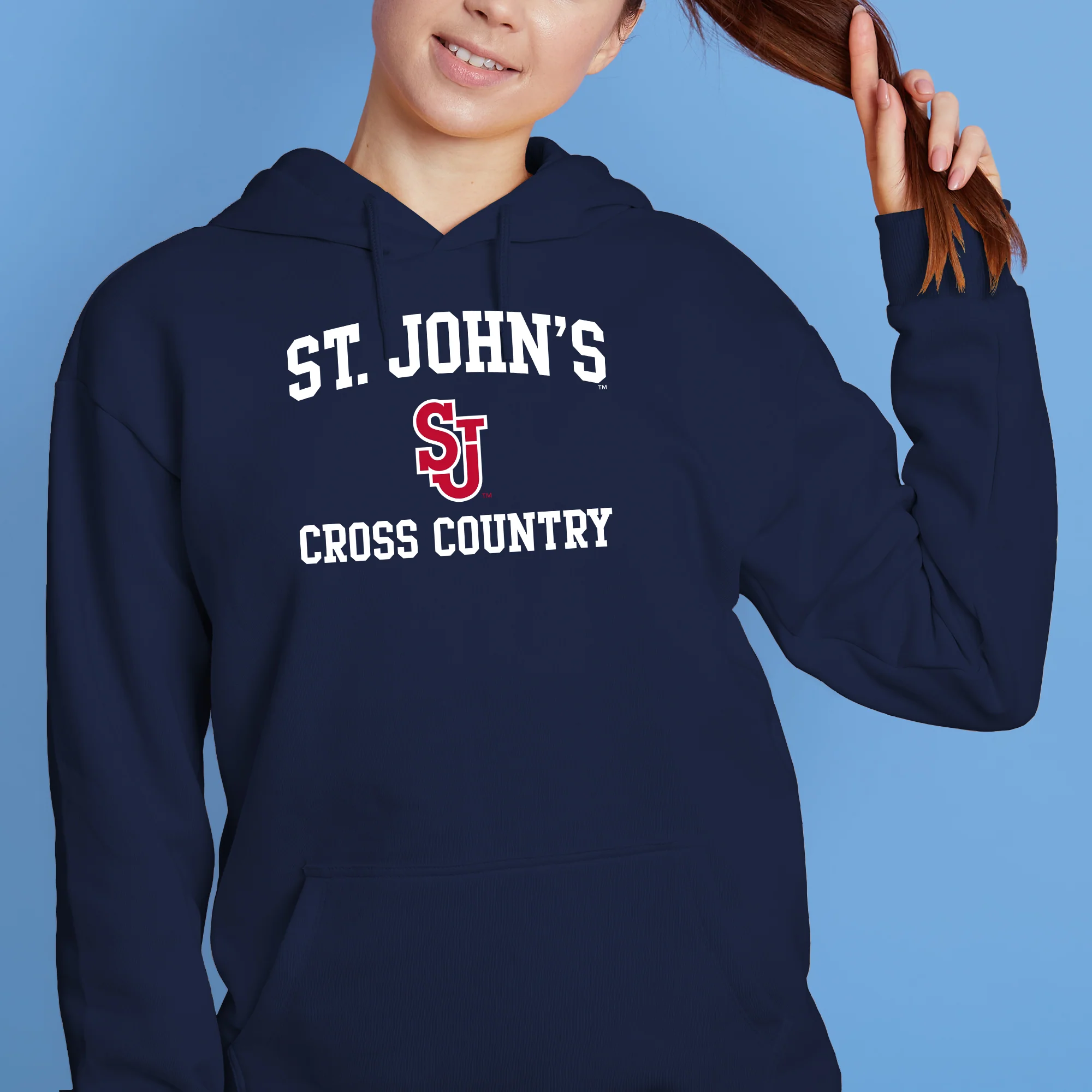 St John's Red Storm Arch Logo Cross Country Hoodie - Navy - Image 4