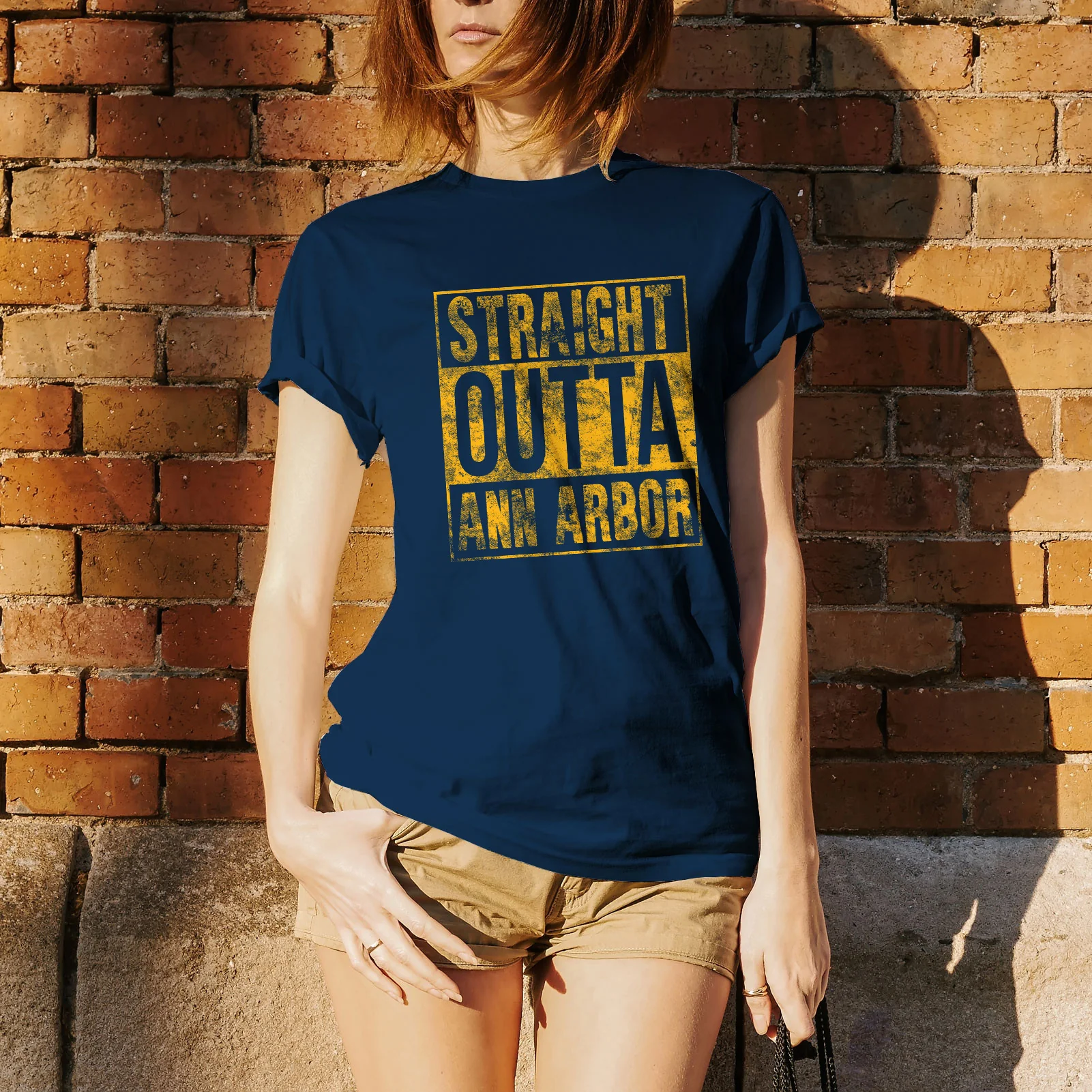 Straight Outta Ann Arbor Michigan Triblend Short Sleeve T Shirt - Vintage Navy - Image 5