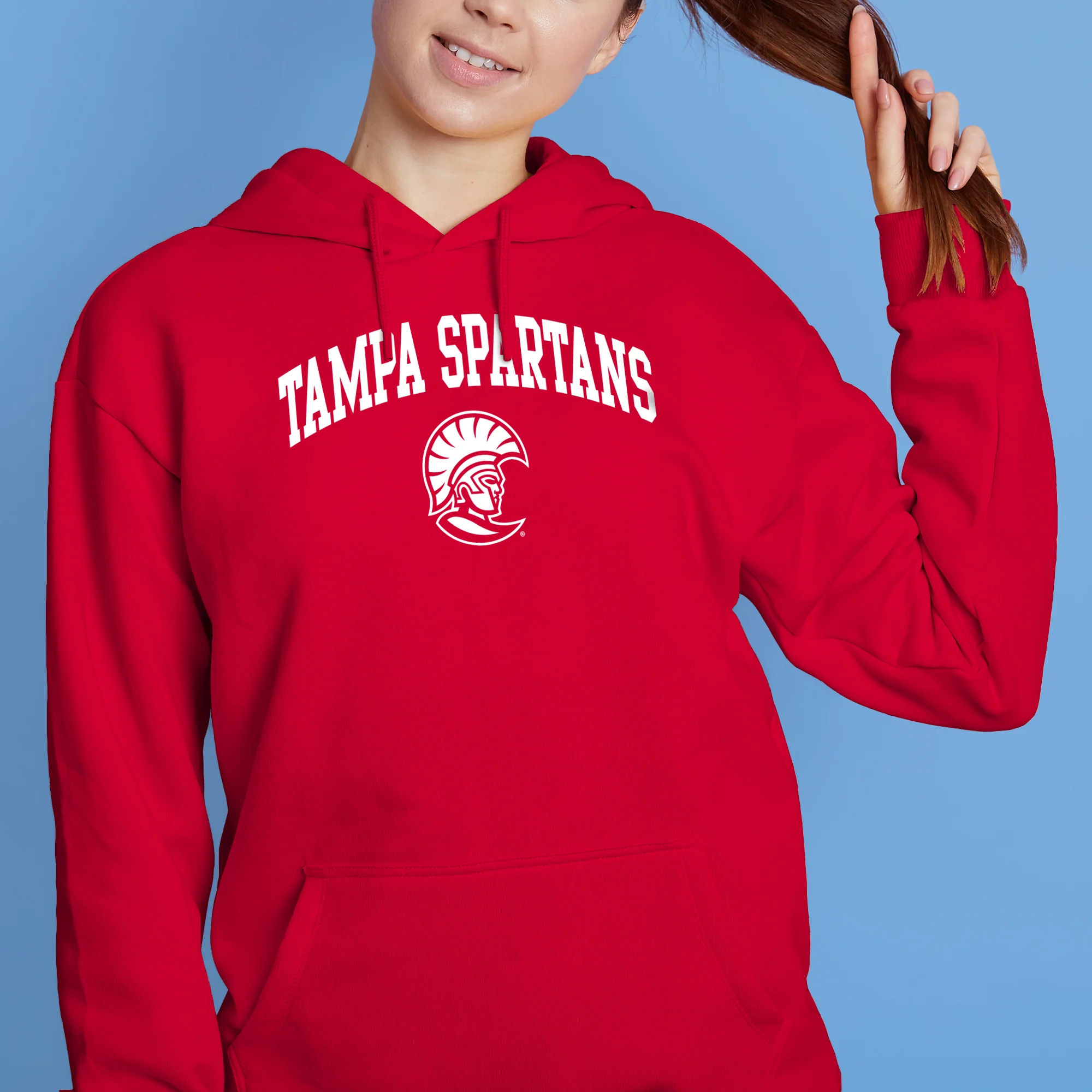 Tampa Arch Logo Hoodie - Red - Image 4