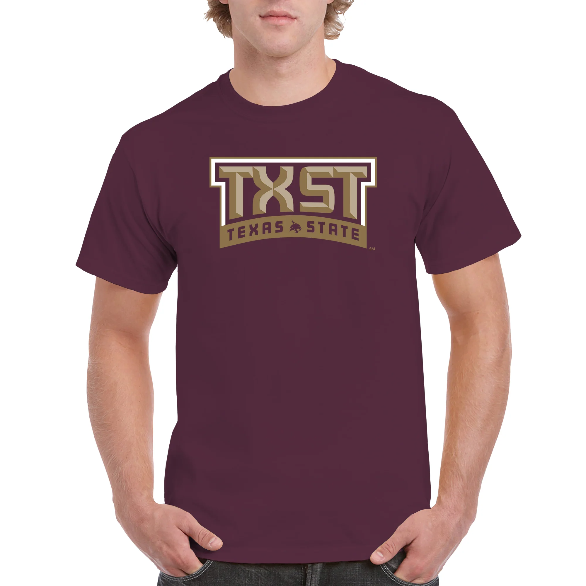 Texas State Bobcats Arch Logo T-Shirt - Maroon - Image 3
