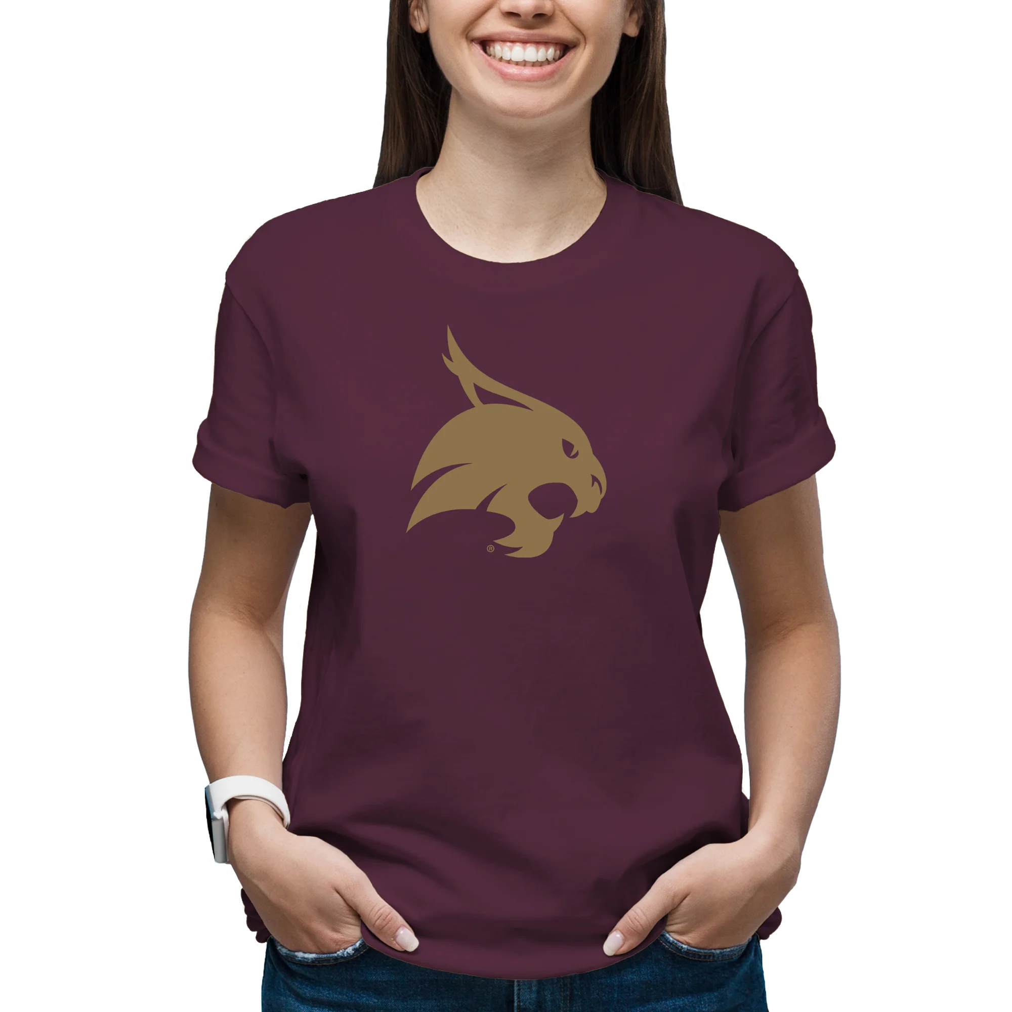 Texas State Bobcats Primary Logo T-Shirt - Maroon - Image 4