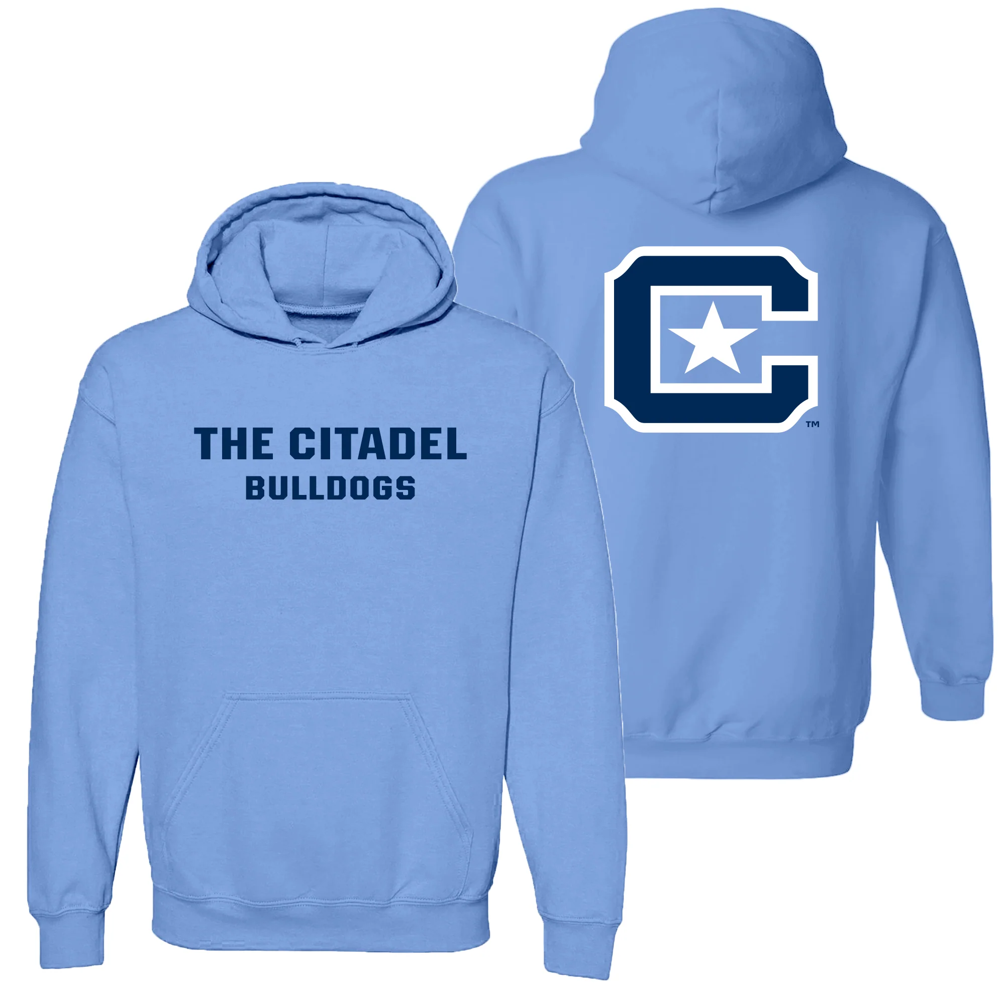 The Citadel Front Back Print Hoodie - C Blue