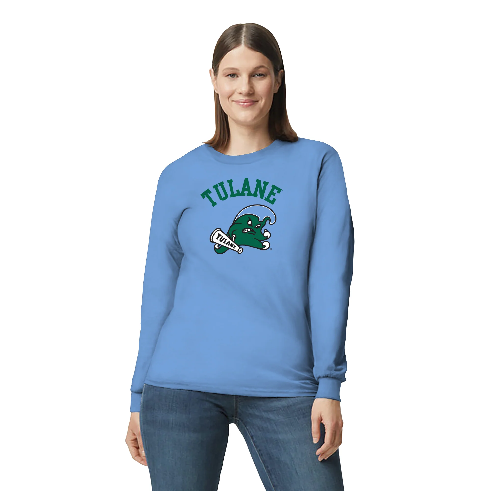 Tulane Green Wave Arch Logo Long Sleeve - C Blue - Image 4