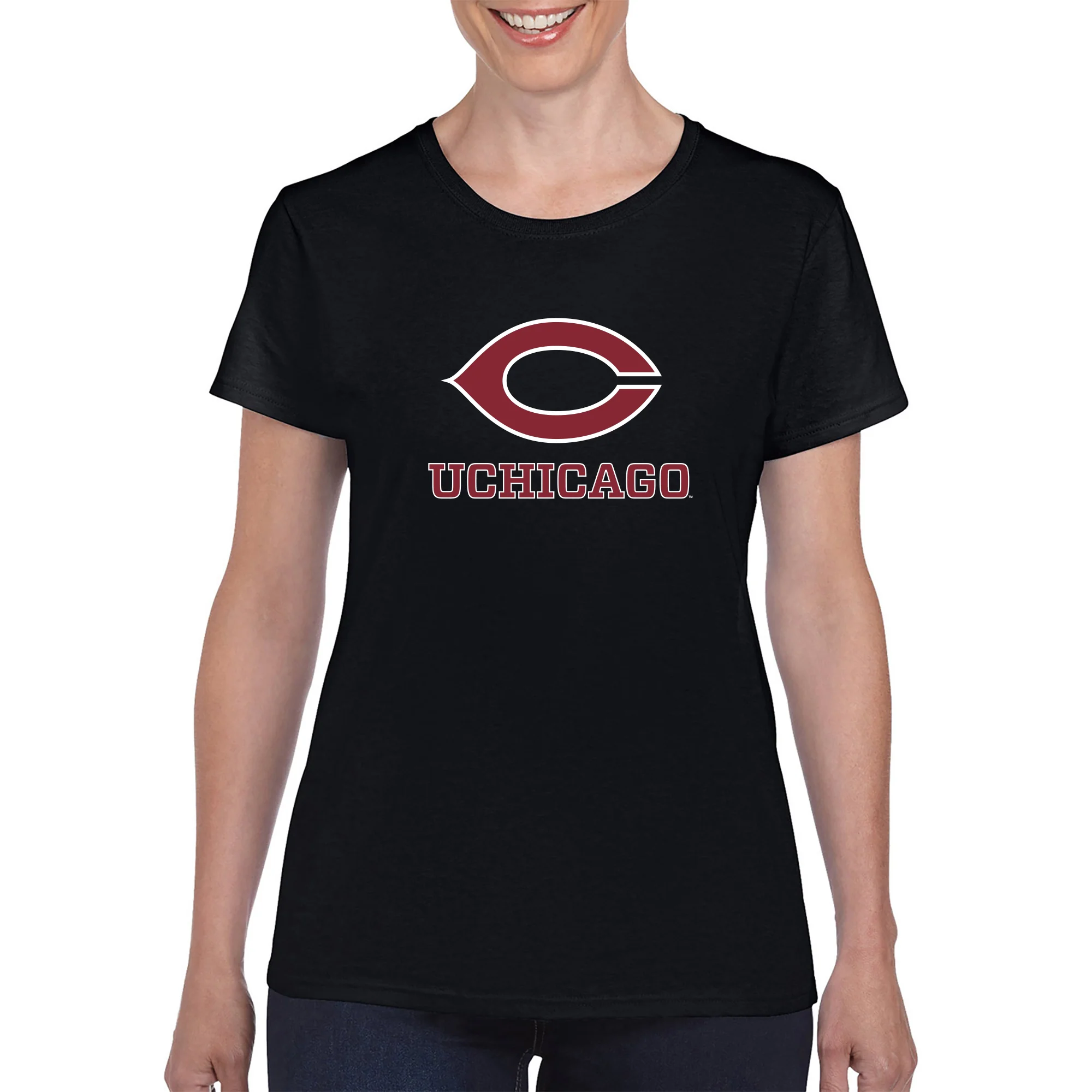 UChicago Primary Logo 2-Color Women's T-Shirt - Black - Image 3