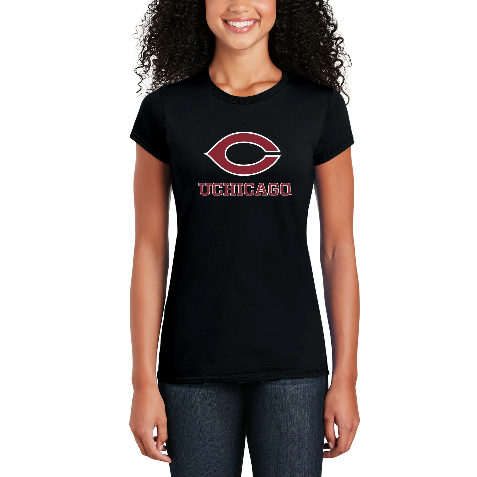 UChicago Primary Logo 2-Color Women's T-Shirt - Black - Image 4