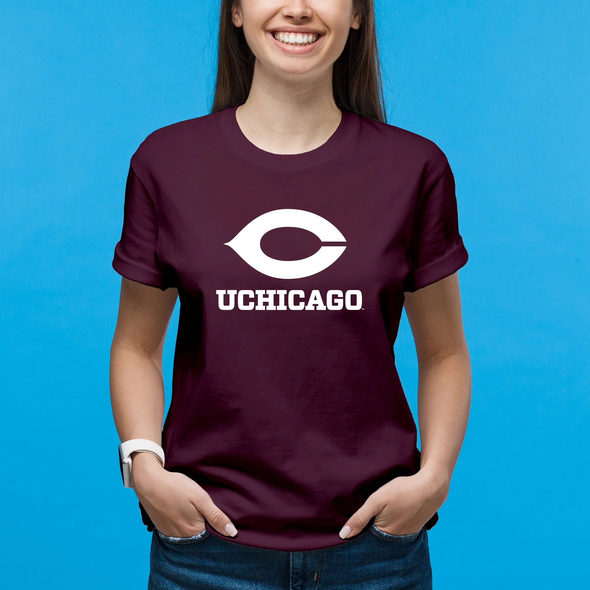 UChicago Primary Logo T-Shirt - Maroon - Image 4