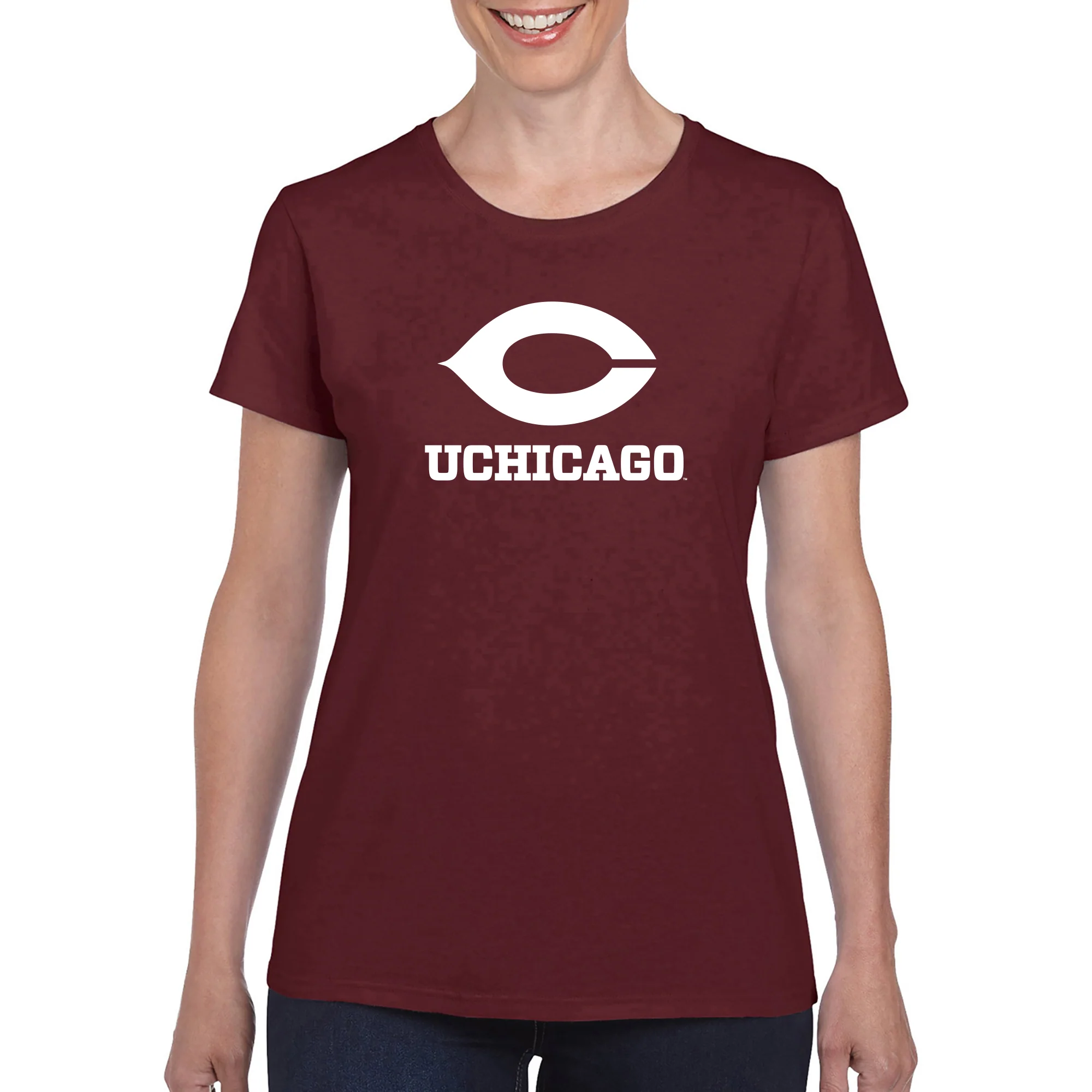 UChicago Primary Logo Women's T-Shirt - Maroon - Image 3