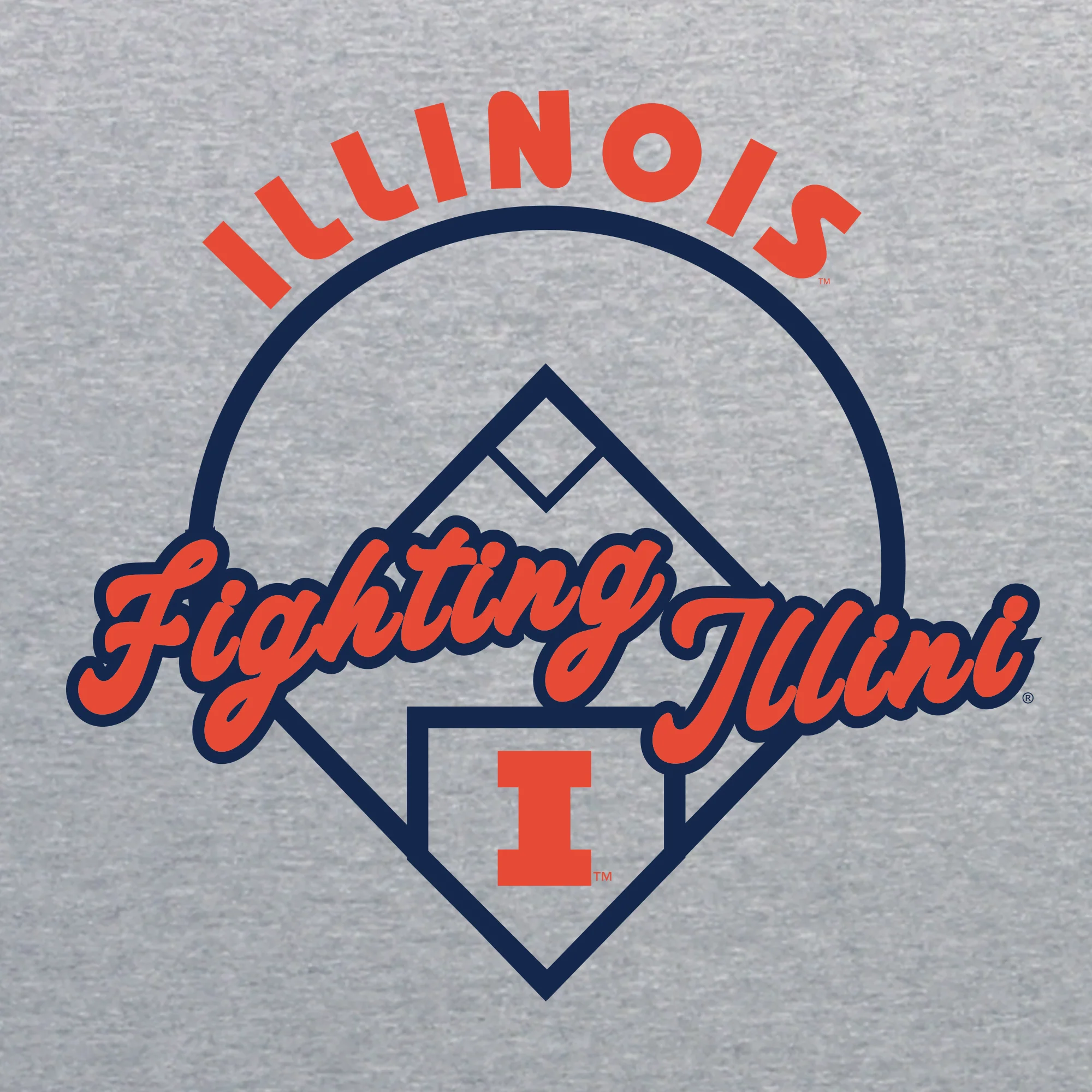 Illinois Fighting Illini Baseball Field T Shirt - Sport Grey - Image 2