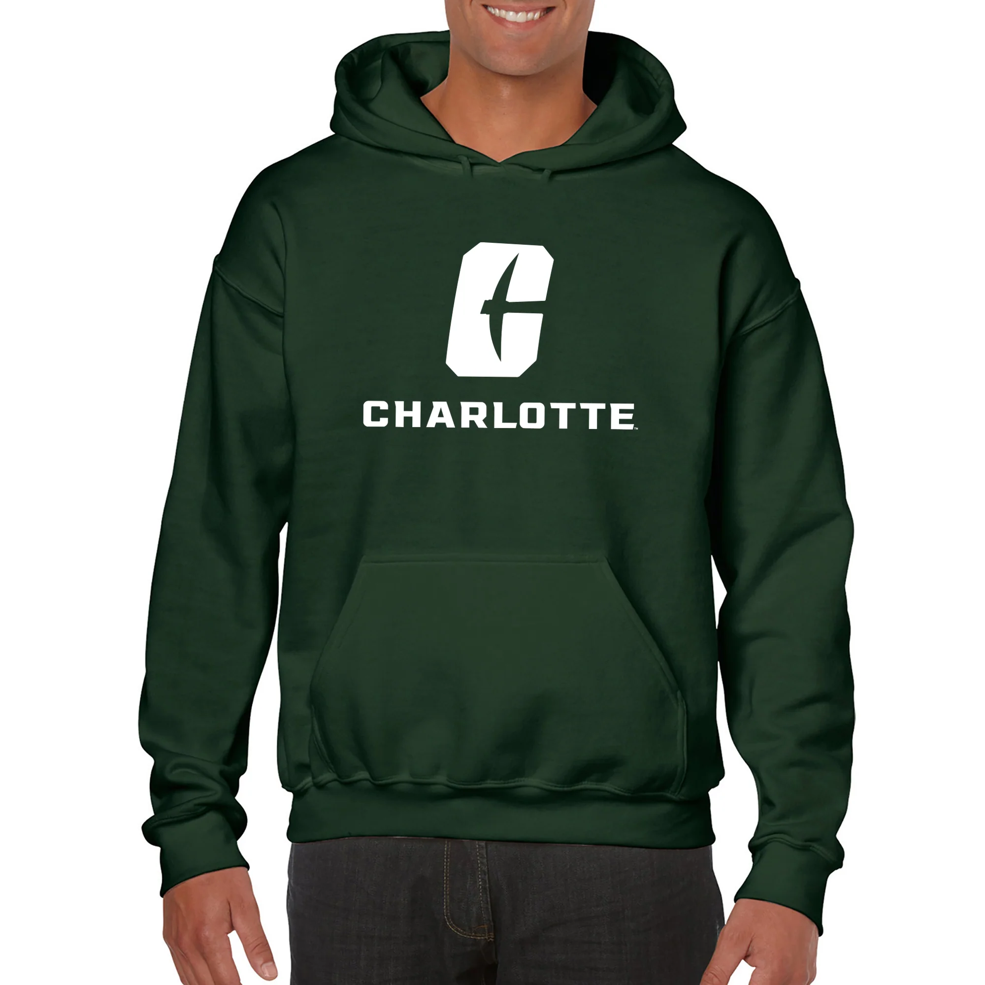 UNC Charlotte Forty-Niners Primary Logo Hoodie - Forest - Image 3
