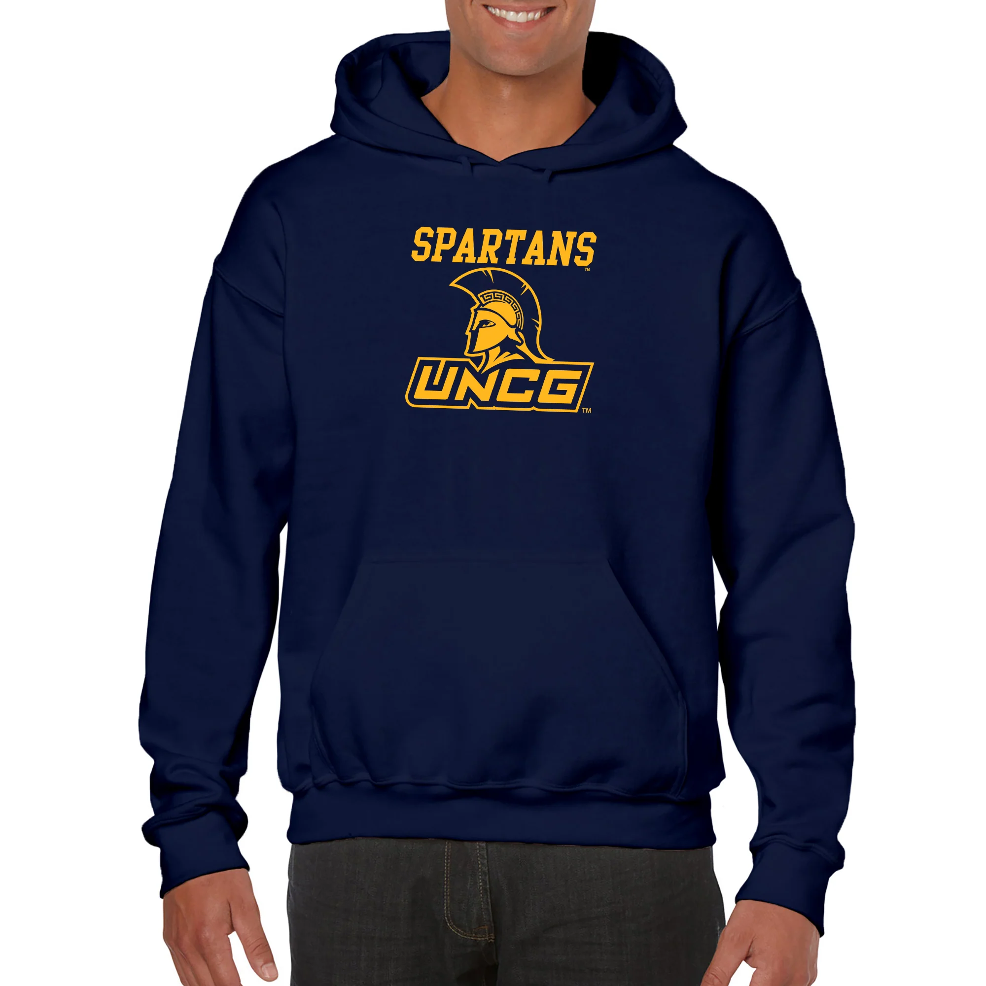 UNC Greensboro Spartans Arch Logo Hoodie - Navy - Image 3