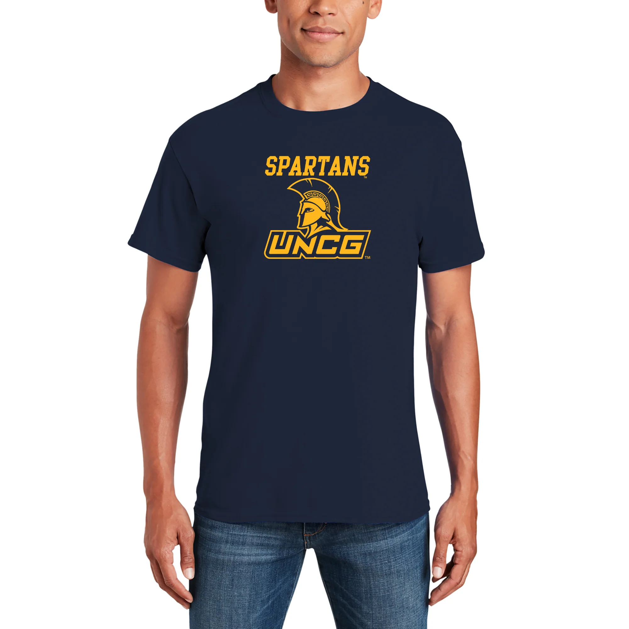 UNC Greensboro Spartans Arch Logo T-Shirt - Navy - Image 3