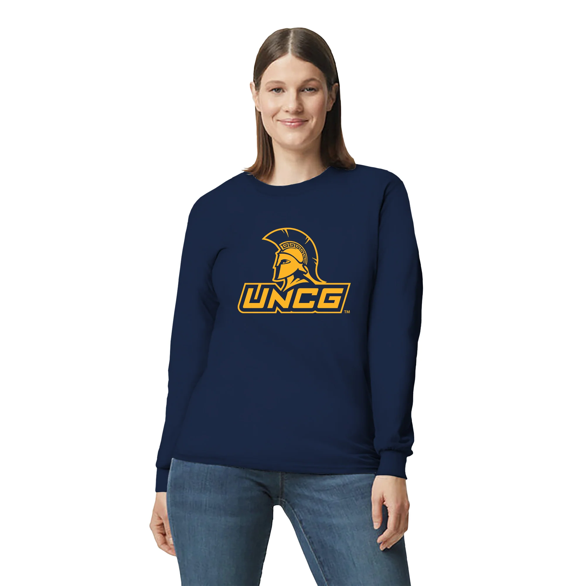 UNC Greensboro Spartans Primary Logo Long Sleeve - Navy - Image 4