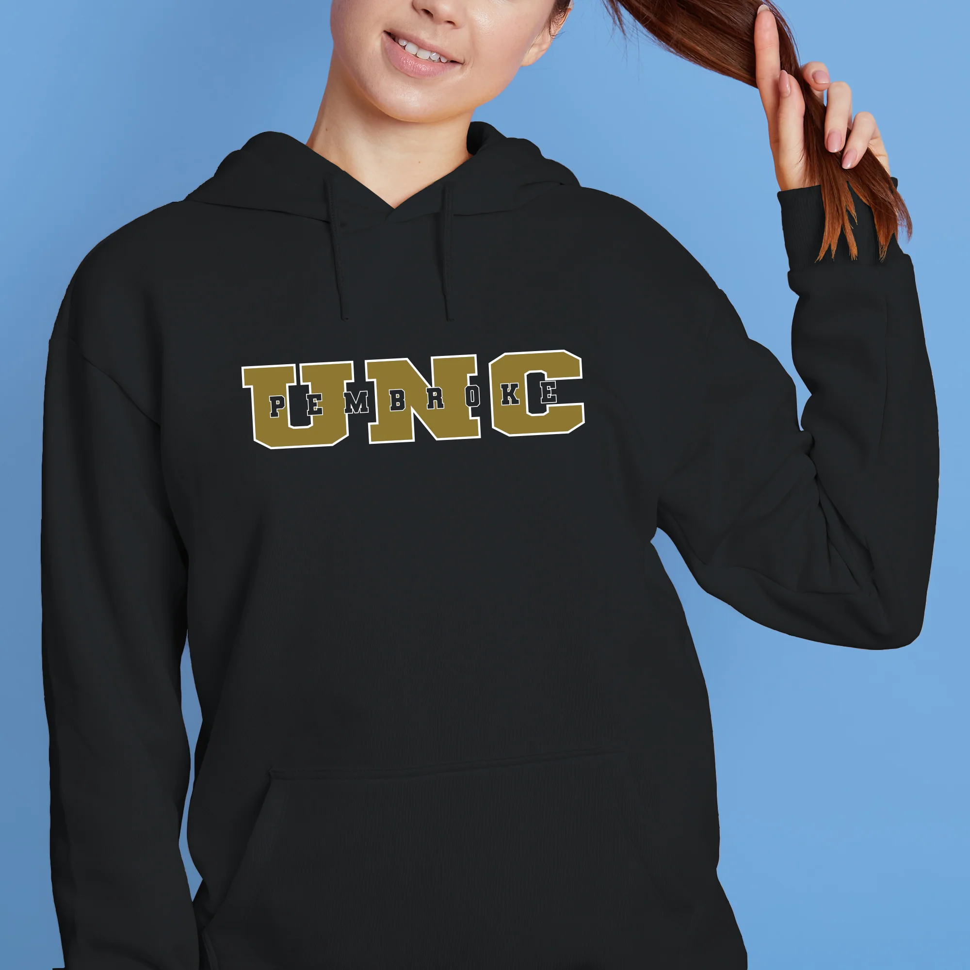 UNC Pembroke Braves Basic Block Hoodie - Black - Image 4