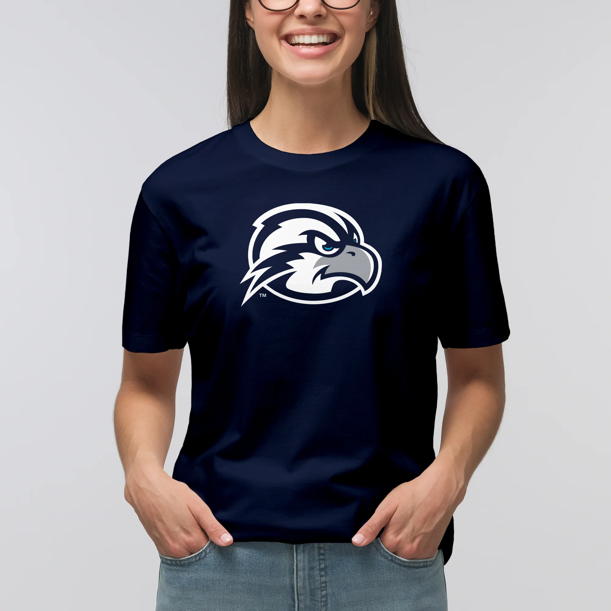 University of North Florida Ospreys Primary Logo Short Sleeve T Shirt - Navy - Image 4
