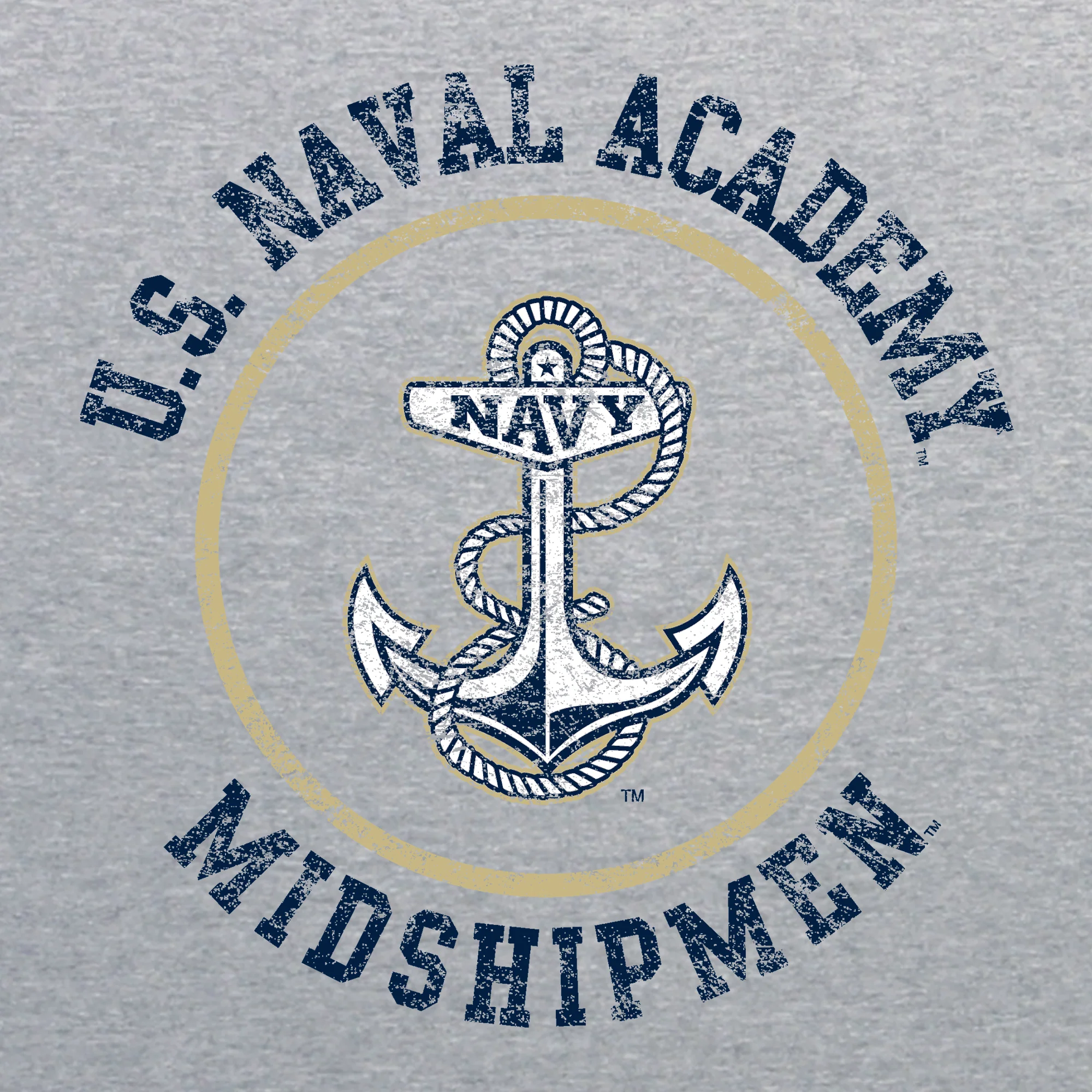 United States Naval Academy Midshipmen Circle Logo Youth Long Sleeve T Shirt - Sport Grey - Image 2