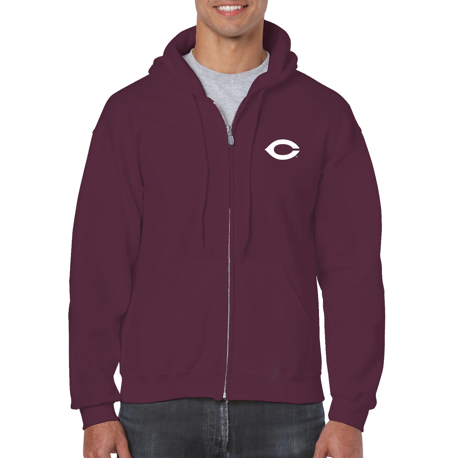 University of Chicago Wishbone C Zip Hoodie - Maroon - Image 3
