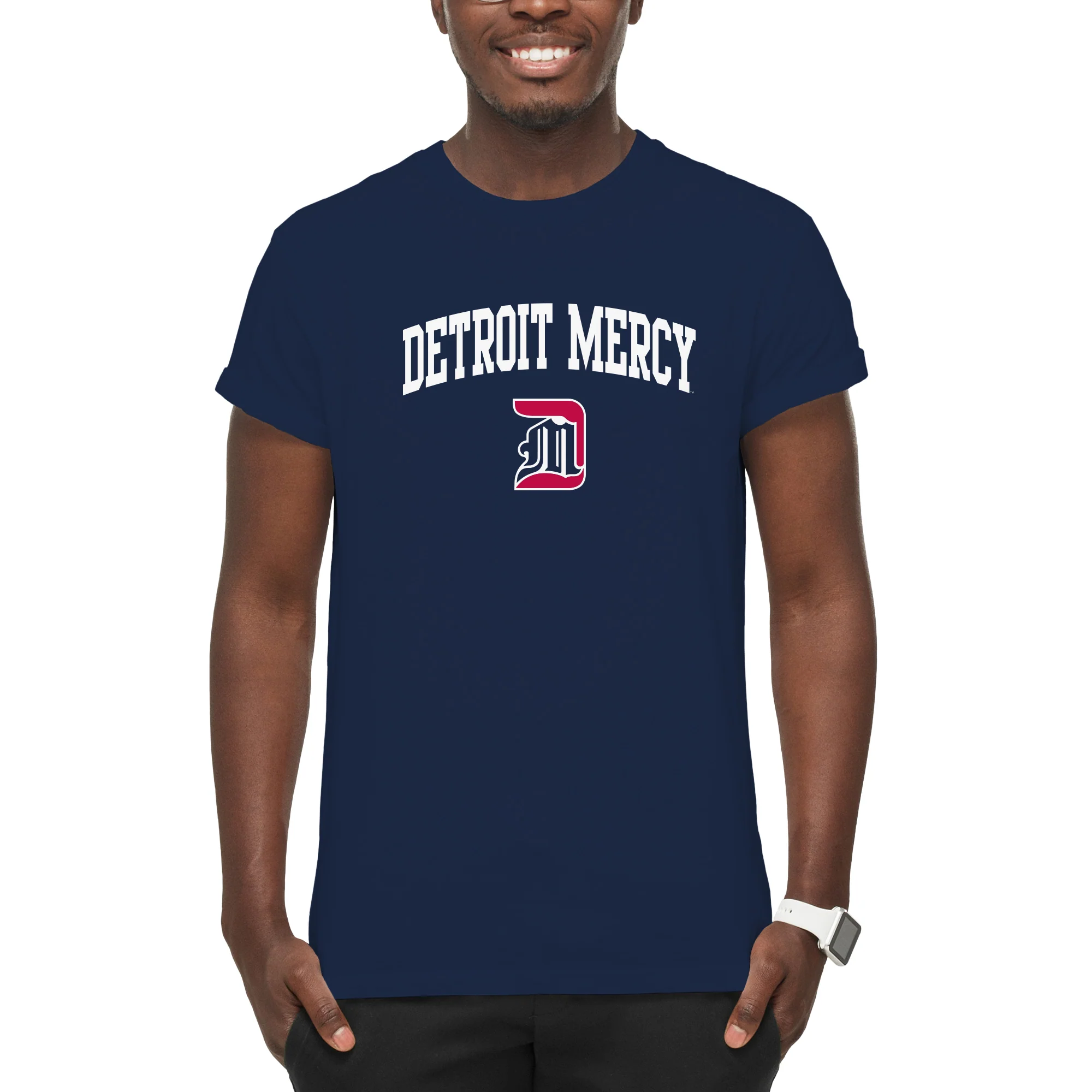 University Of Detroit Mercy Titans Arch Logo Short Sleeve T Shirt - Navy - Image 3