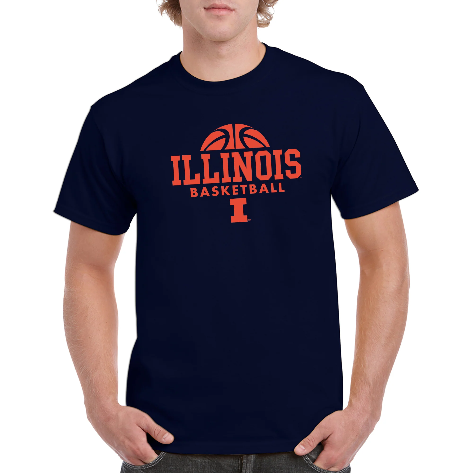 University of Illinois Fighting Illini Basketball Hype Cotton T-Shirt - Navy - Image 3