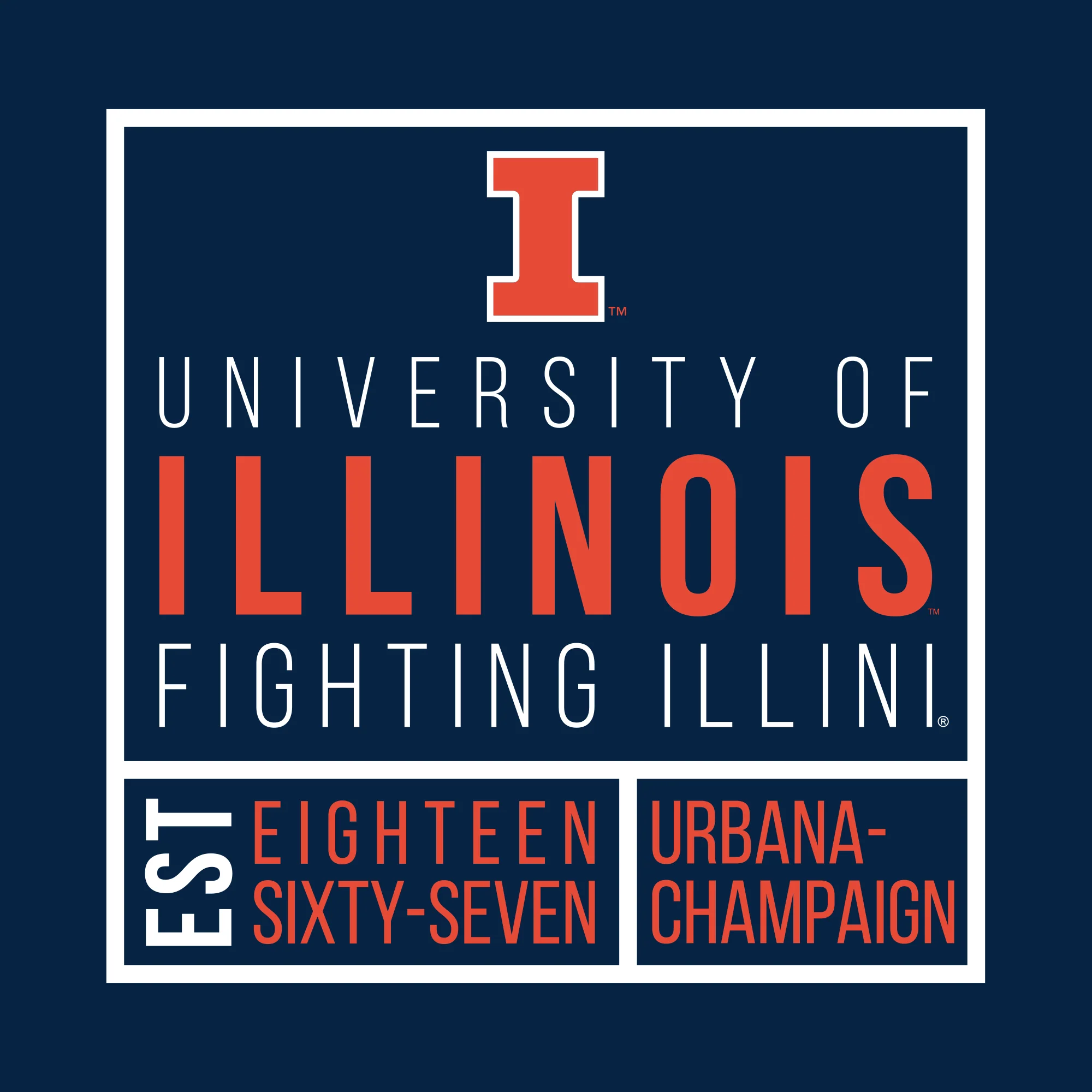 University of Illinois Fighting Illini Box Label Cotton T-Shirt - Navy - Image 2