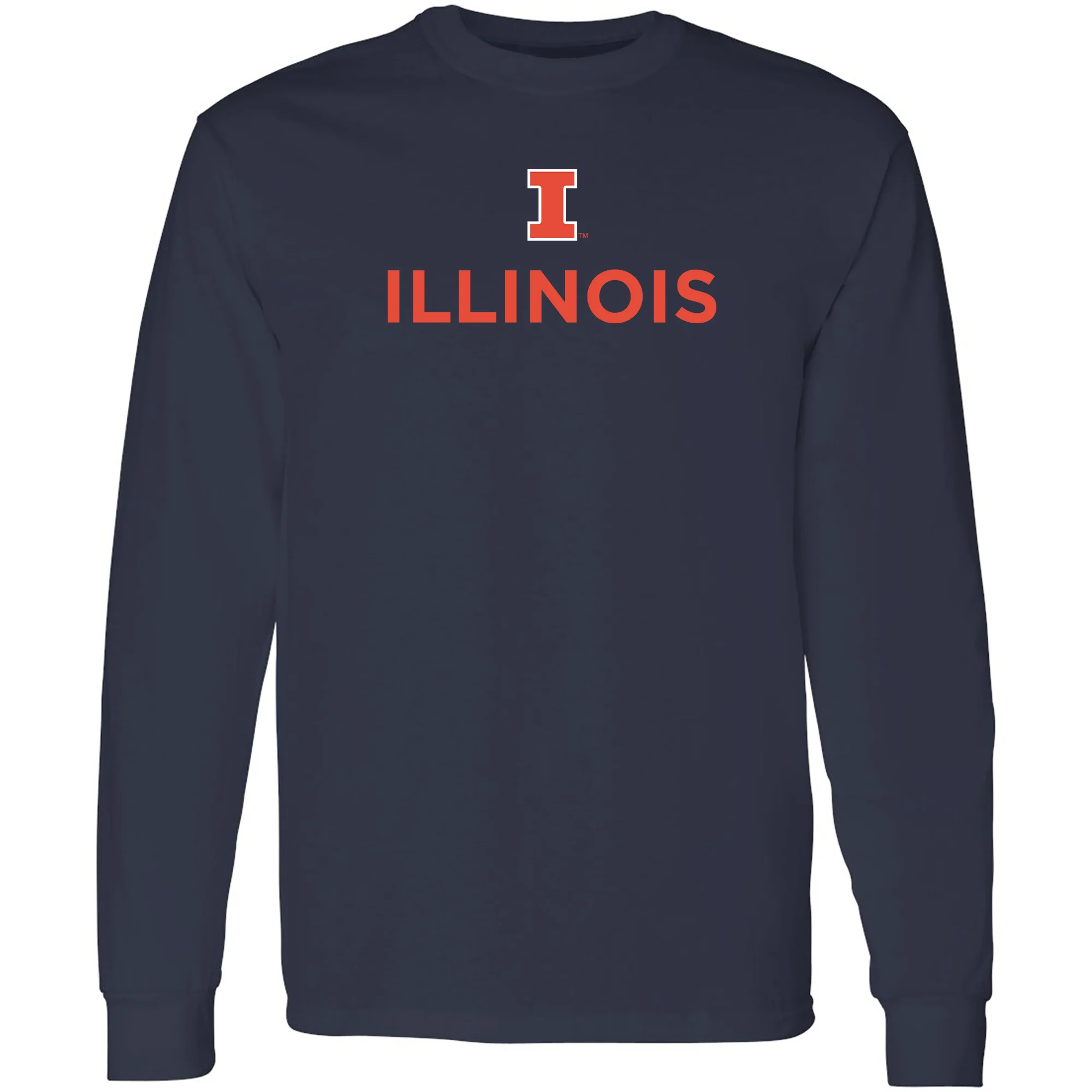 University of Illinois Fighting Illini Institutional Logo Cotton Long Sleeve T-Shirt - Navy