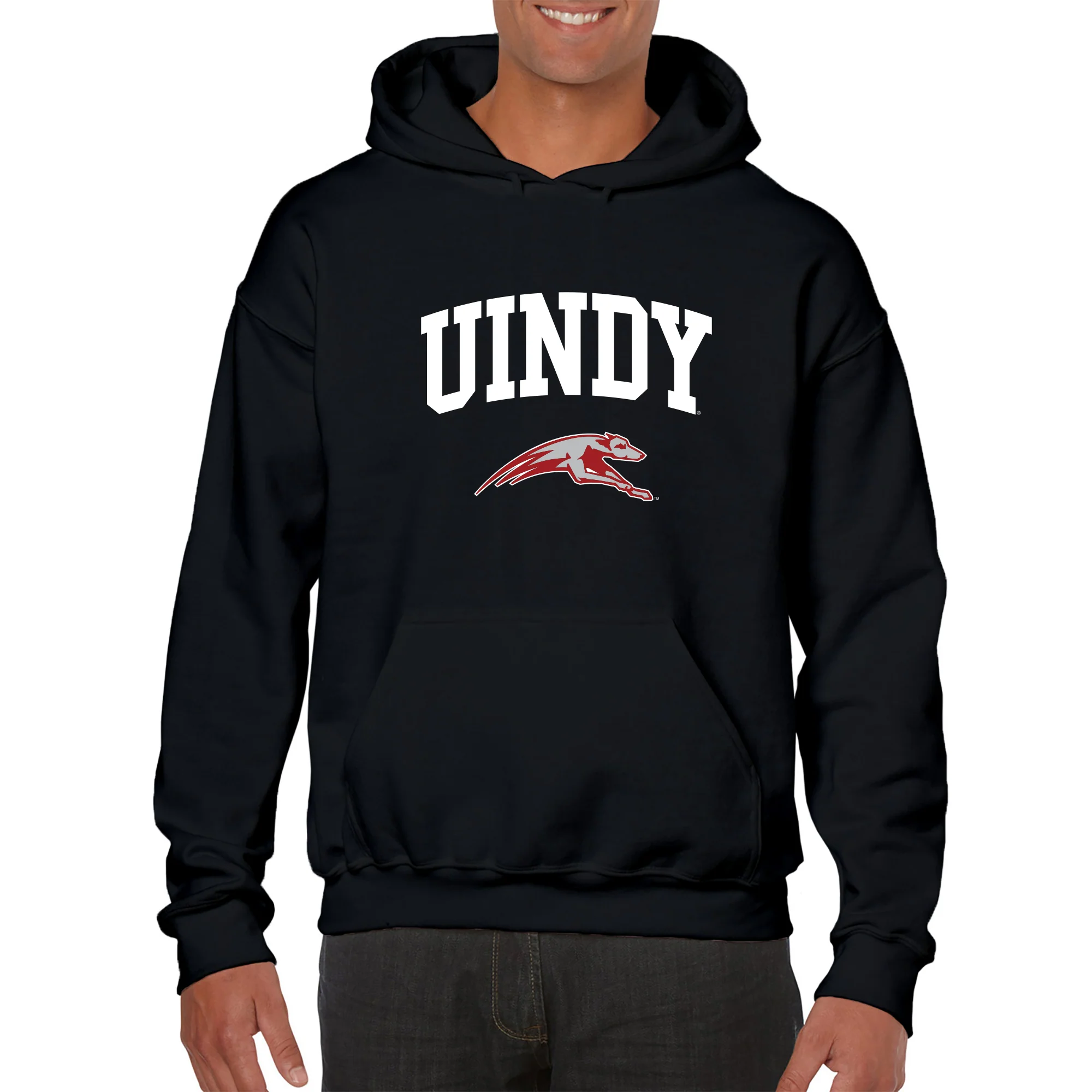 University of Indianapolis Greyhounds Arch Logo Cotton Hoodie - Black - Image 3