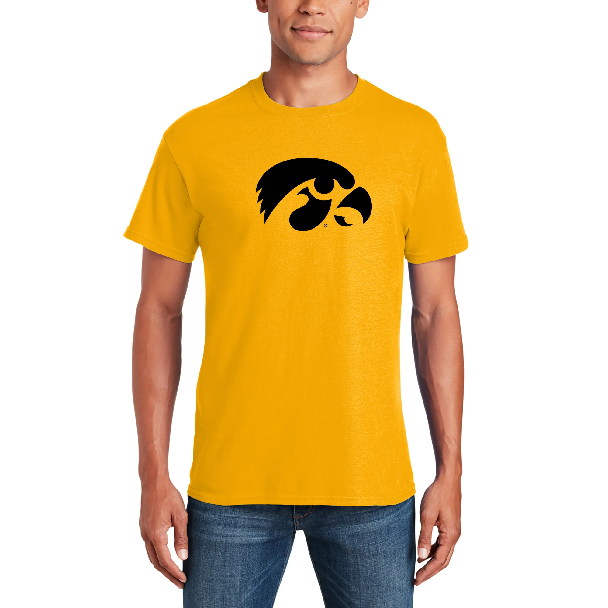 University of Iowa Hawkeyes Primary Logo Short Sleeve T Shirt - Gold - Image 4