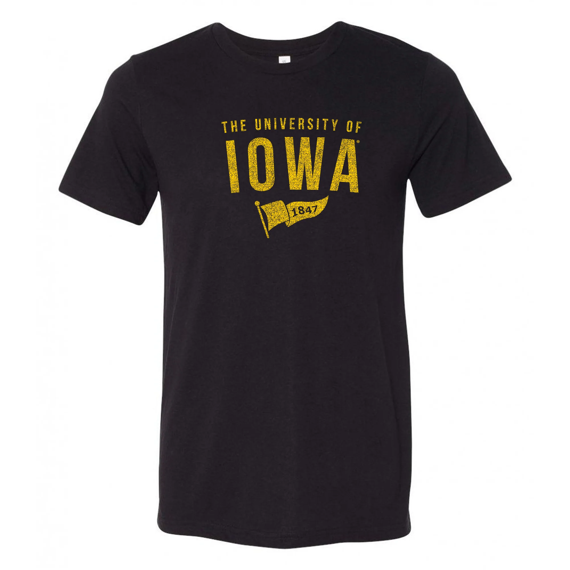 University of Iowa Hawkeyes 1847 Banner Canvas Short Sleeve Triblend T-Shirt - Solid Black
