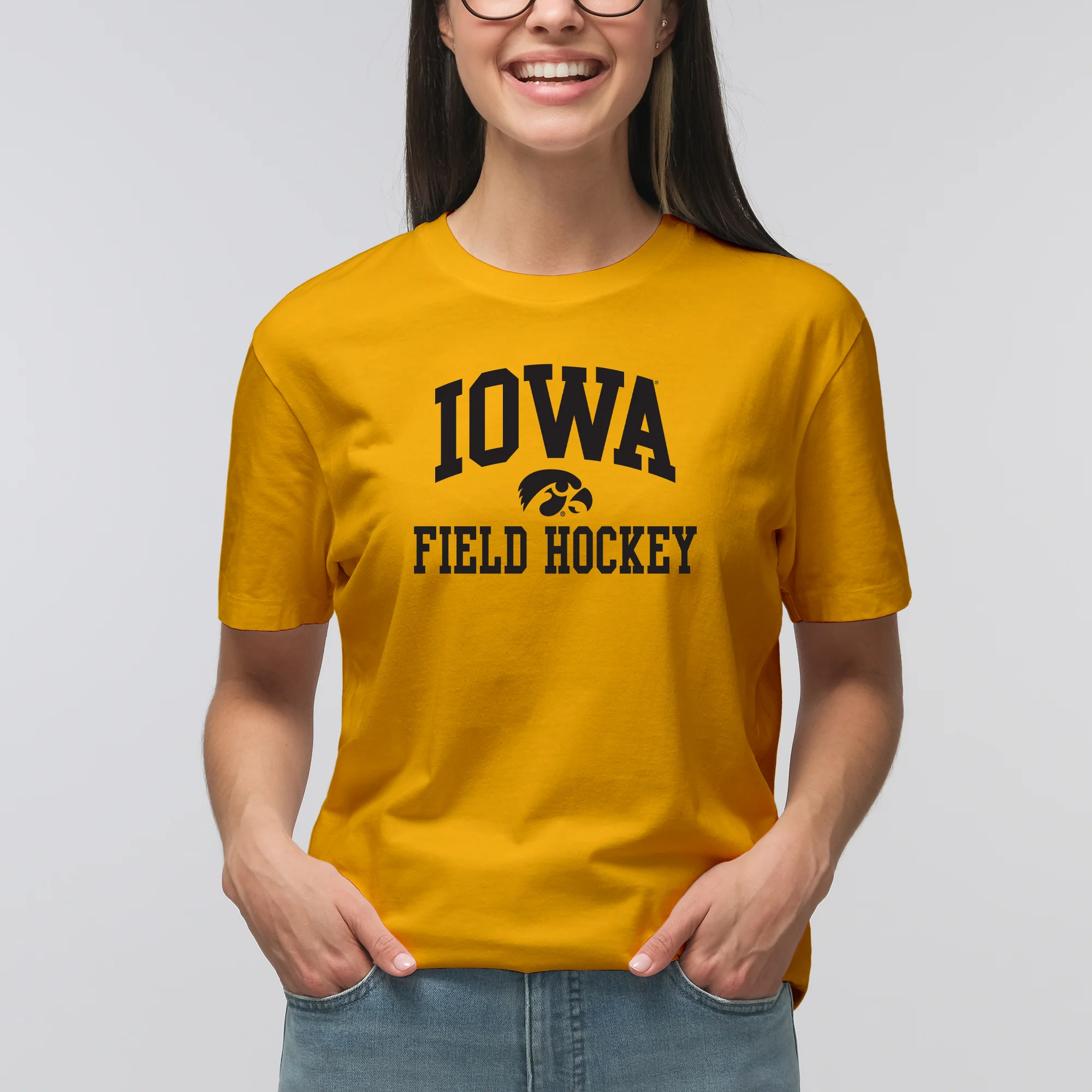 University of Iowa Hawkeyes Arch Logo Field Hockey Short Sleeve T Shirt - Gold - Image 4