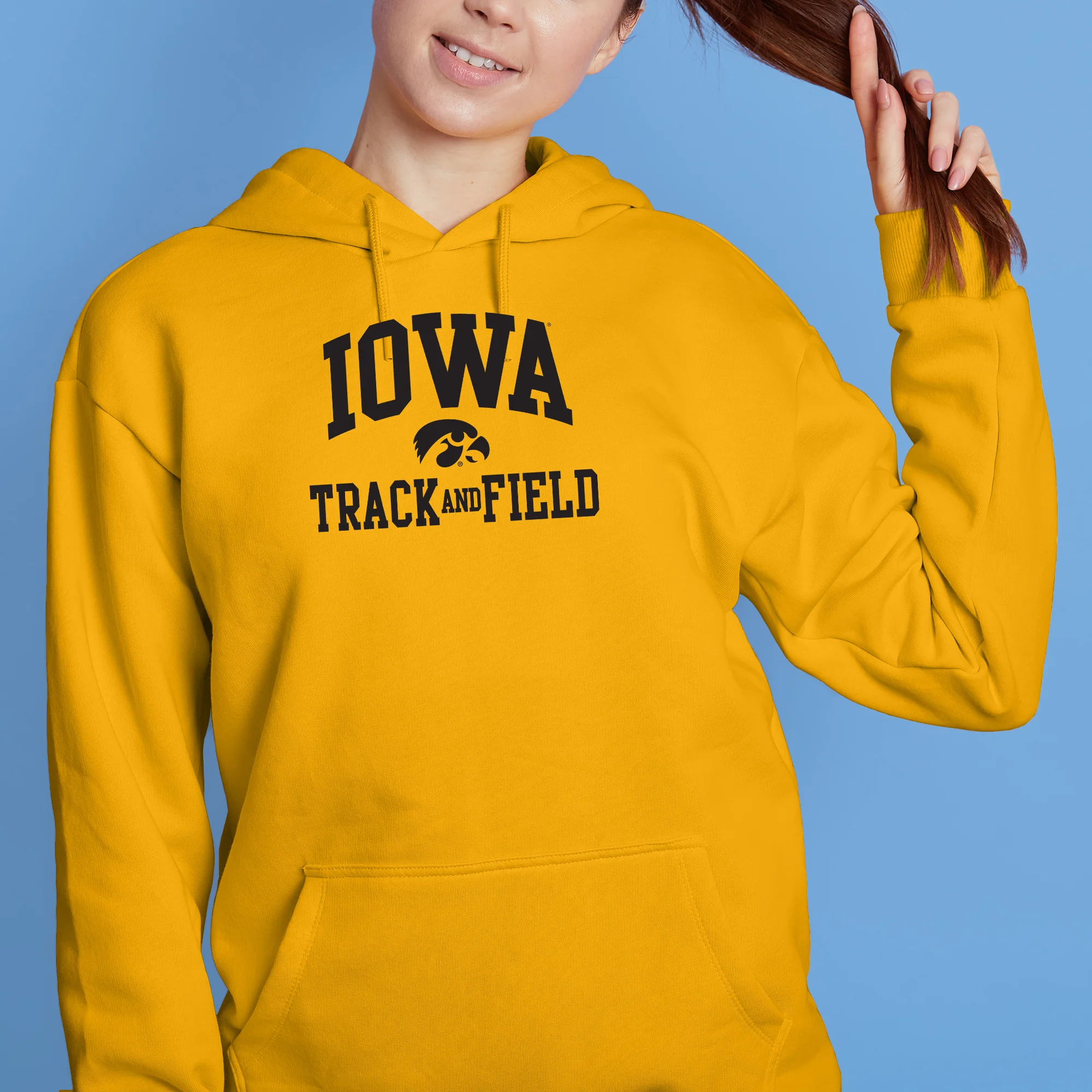 University of Iowa Hawkeyes Arch Logo Track and Field Hoodie - Gold - Image 4