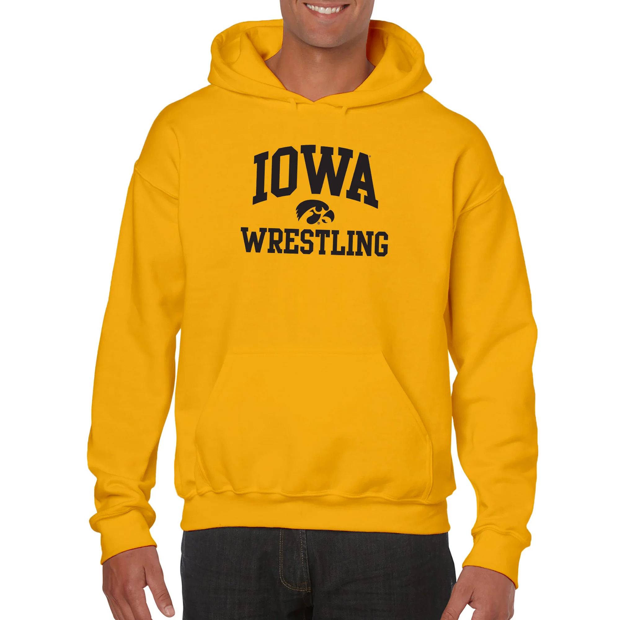 University of Iowa Hawkeyes Arch Logo Wrestling Hoodie - Gold - Image 3