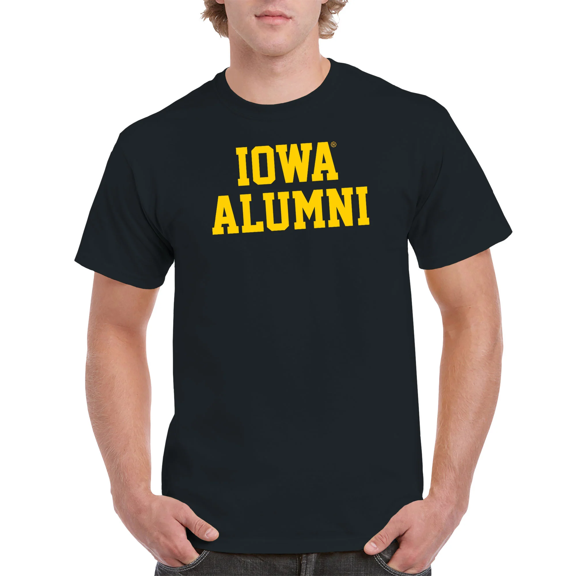 University of Iowa Hawkeyes Basic Block Alumni Short Sleeve T Shirt - Black - Image 3