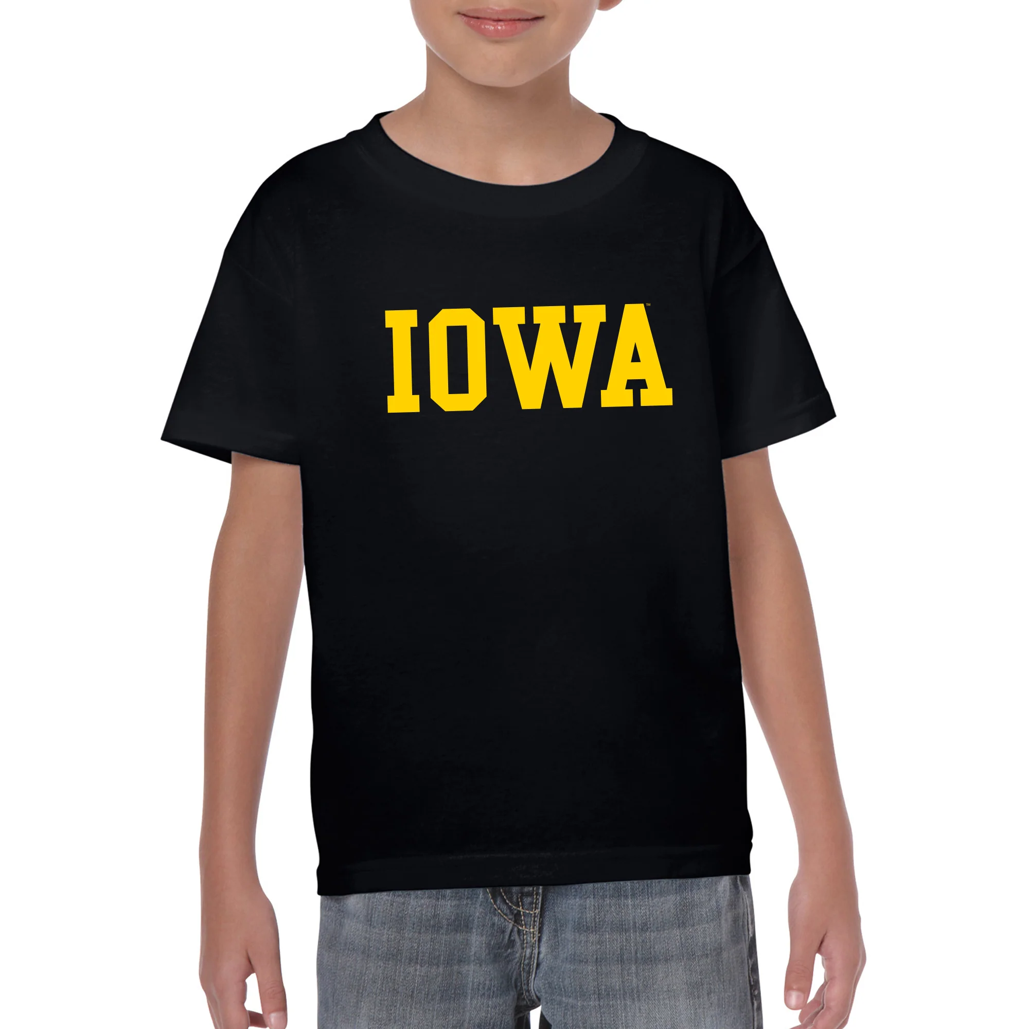Iowa Hawkeyes Basic Block Youth T-Shirt - Black - Image 3