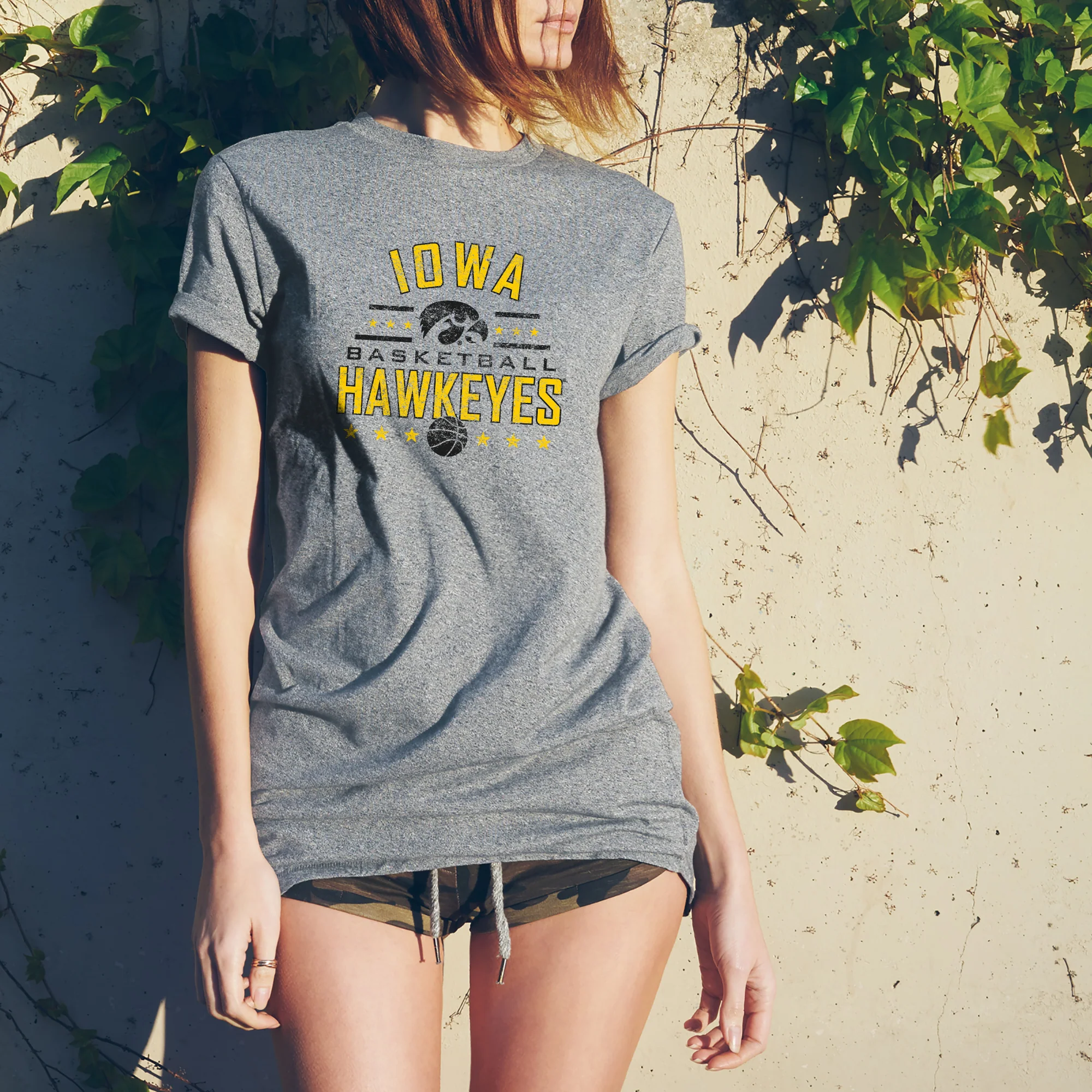 University of Iowa Hawkeyes Basketball Arch Stars Short Sleeve T Shirt - Sport Grey - Image 4