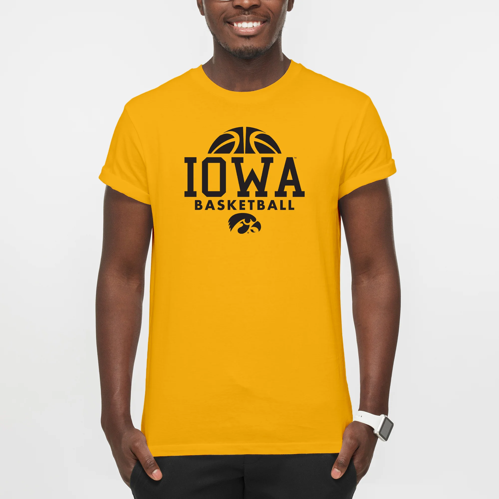 University of Iowa Hawkeyes Basketball Hype Short Sleeve T Shirt - Gold - Image 3
