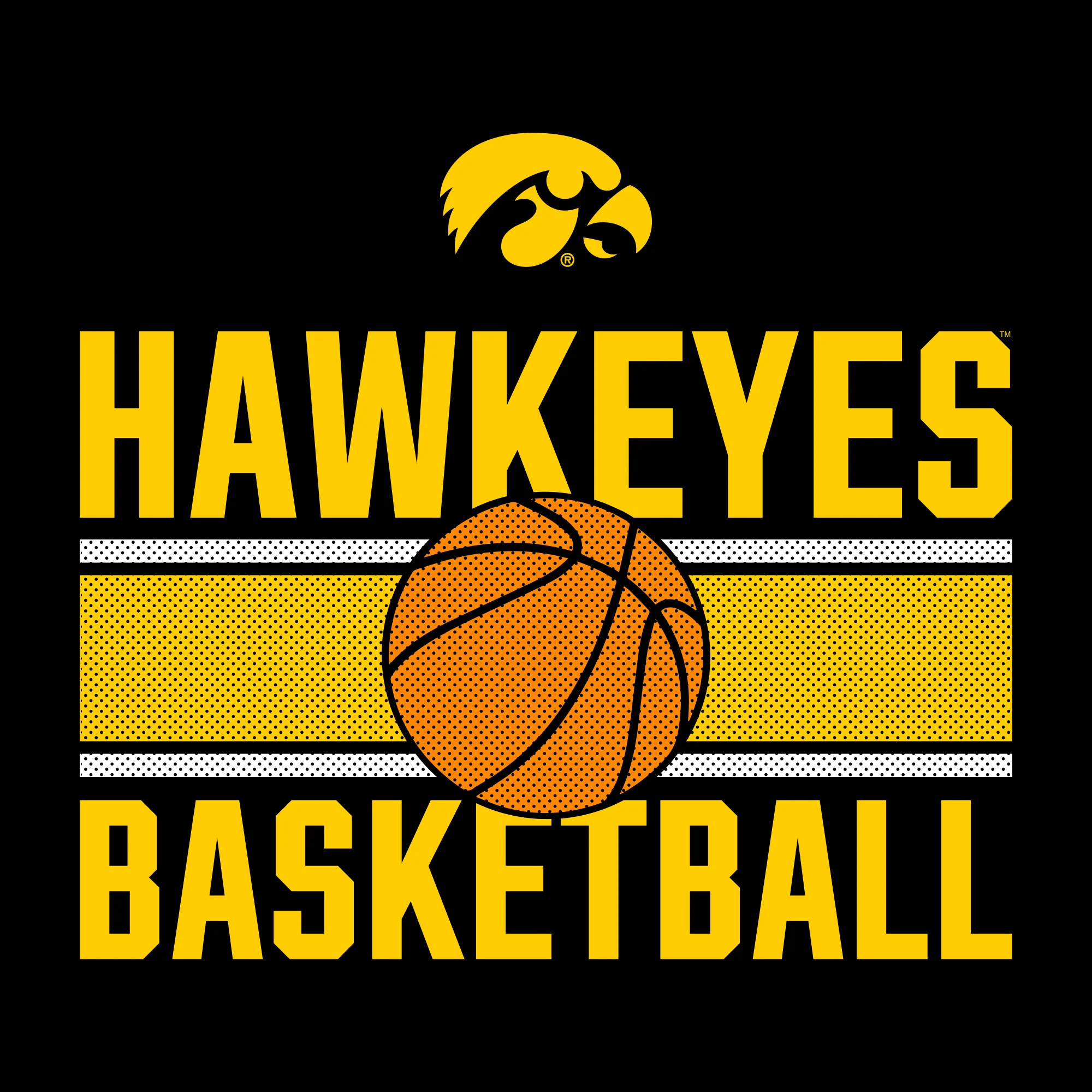 University of Iowa Hawkeyes Basketball Mesh Basic Cotton Short Sleeve T Shirt - Black - Image 2