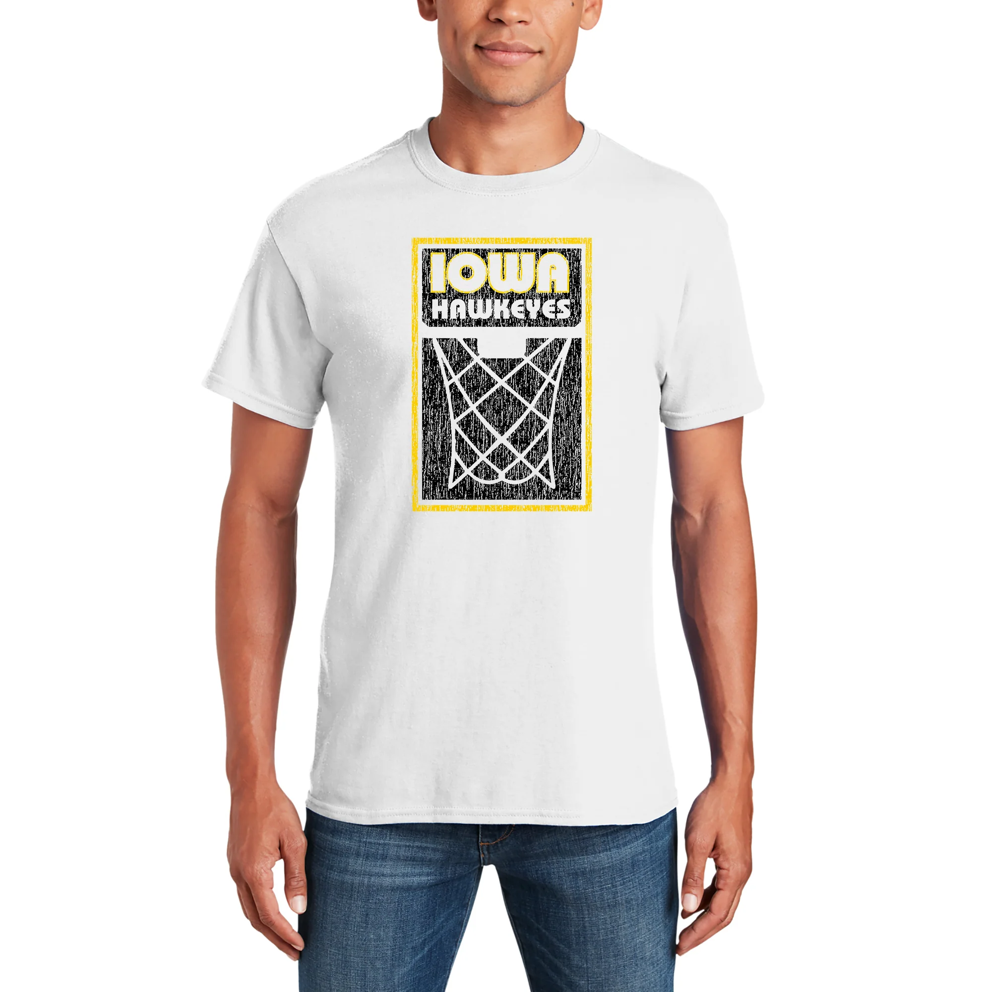 University of Iowa Hawkeyes Basketball Net Block T Shirt - White - Image 3