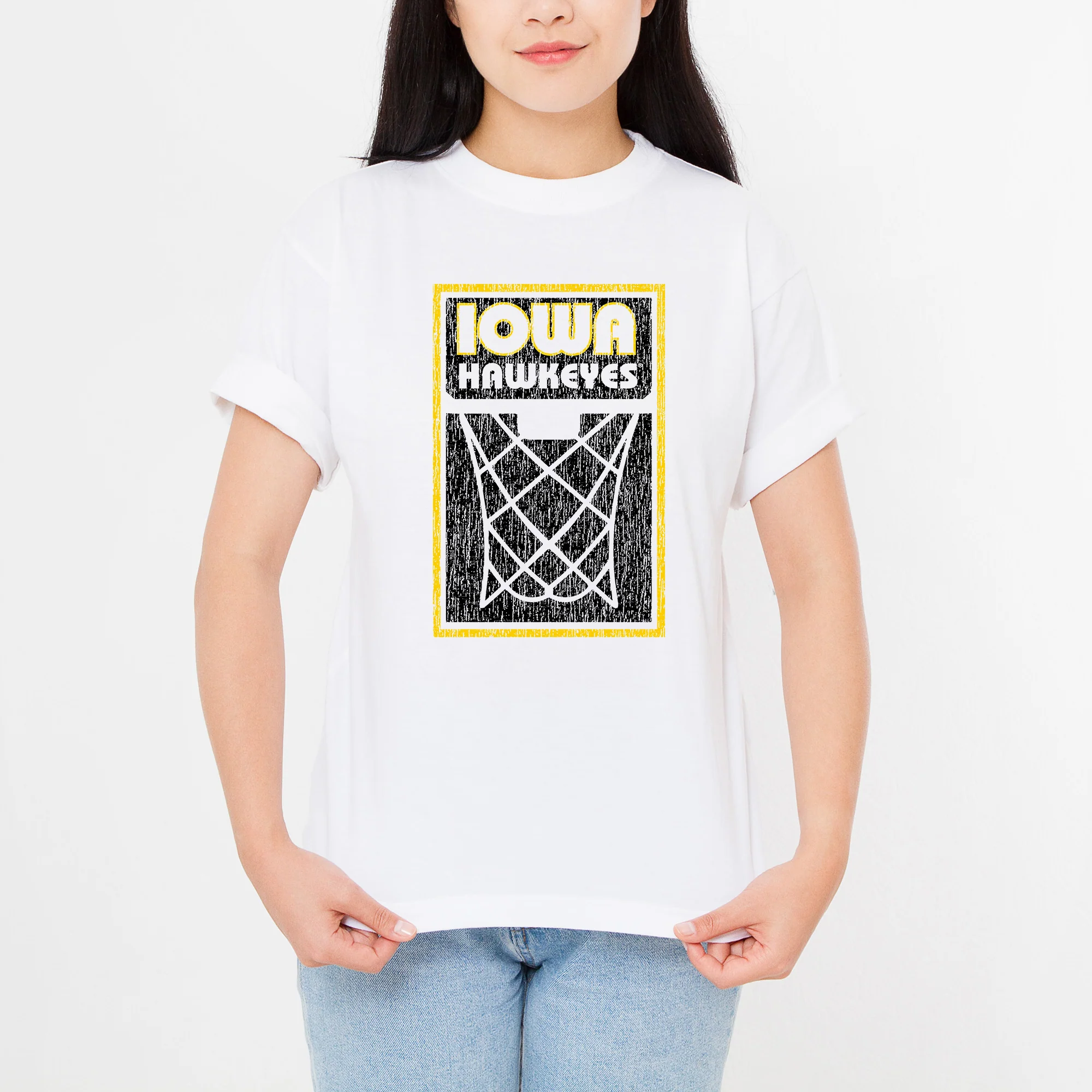 University of Iowa Hawkeyes Basketball Net Block T Shirt - White - Image 4
