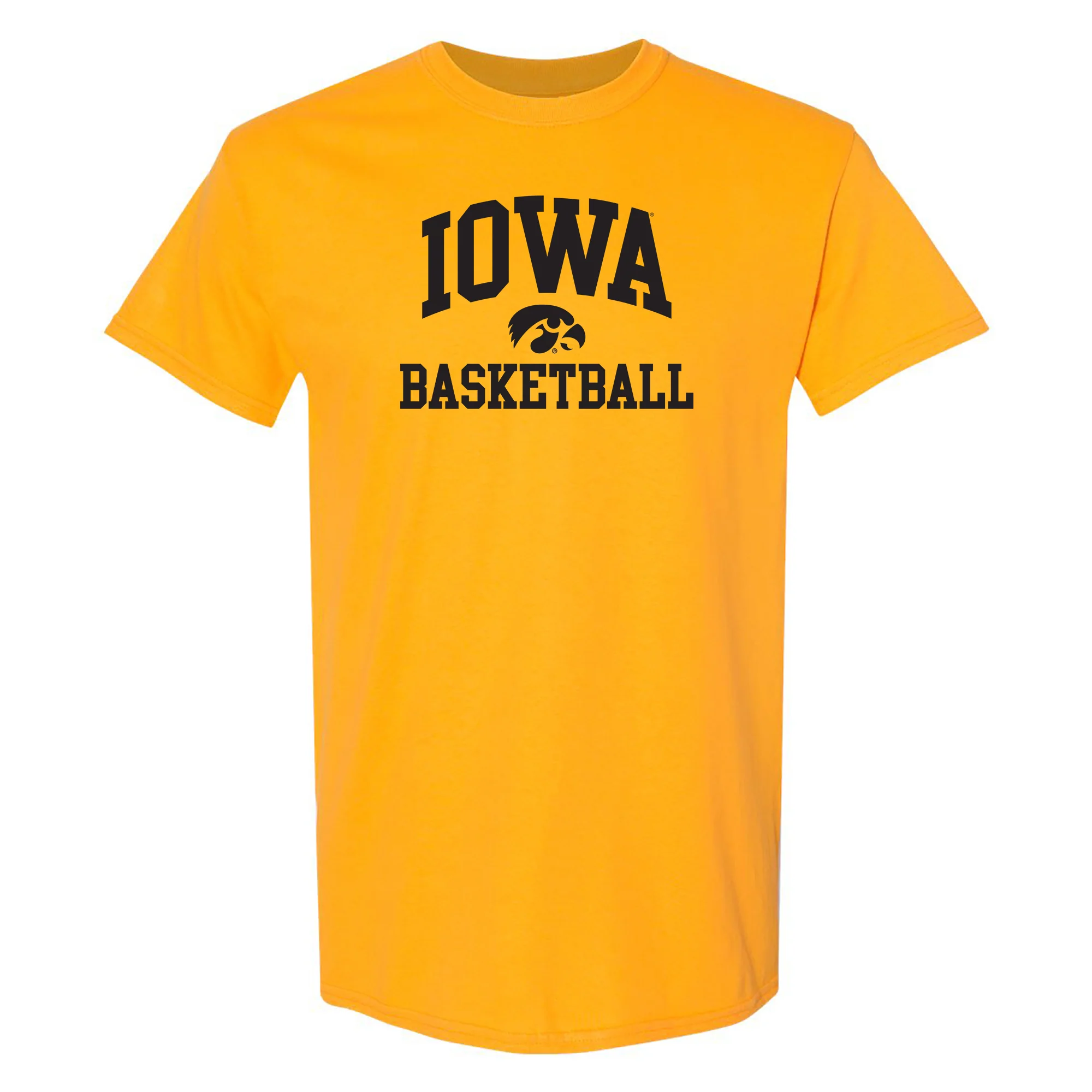 University of Iowa Hawkeyes Arch Logo Basketball Short Sleeve T Shirt - Gold