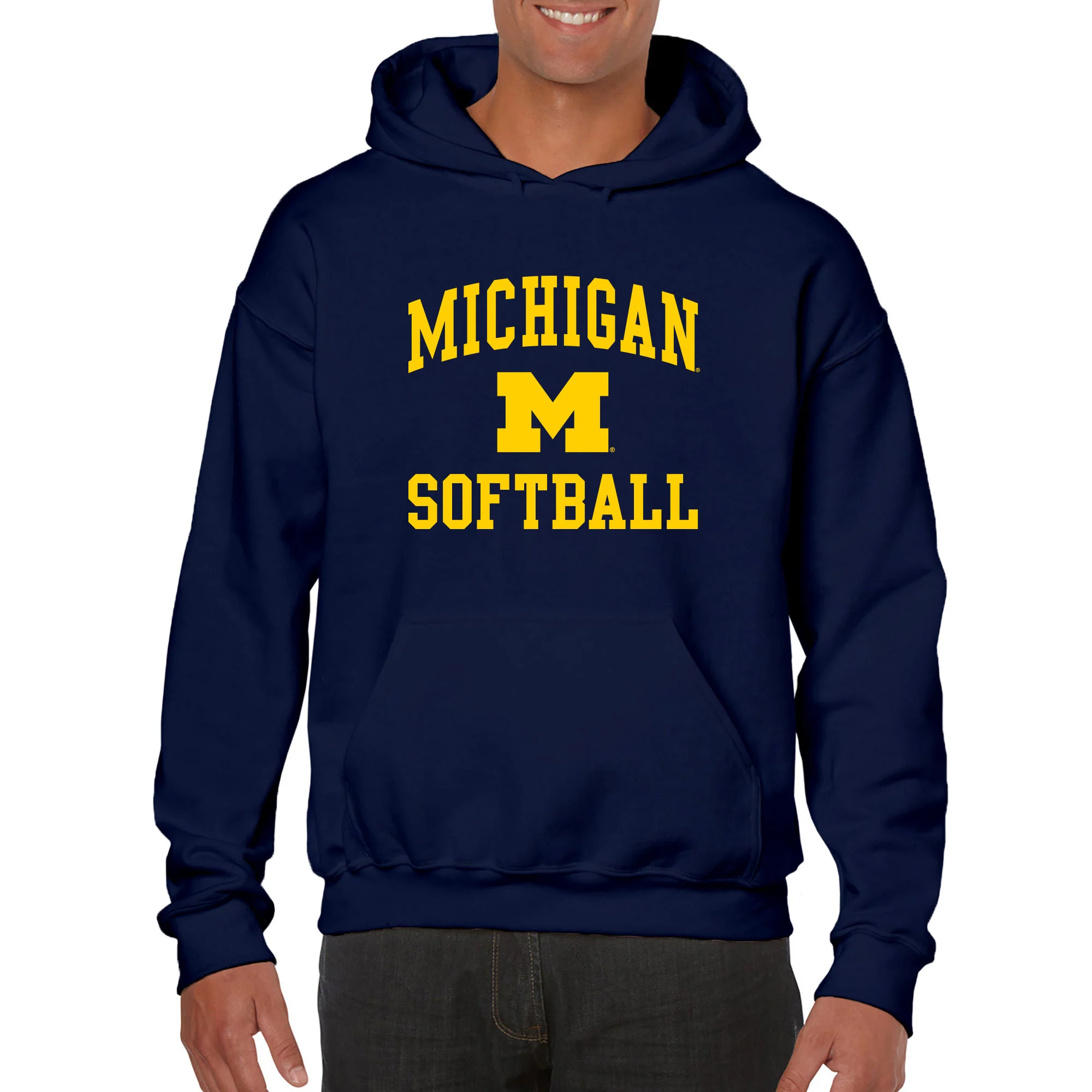 University of Michigan Wolverines Arch Logo Softball Hoodie - Navy - Image 3