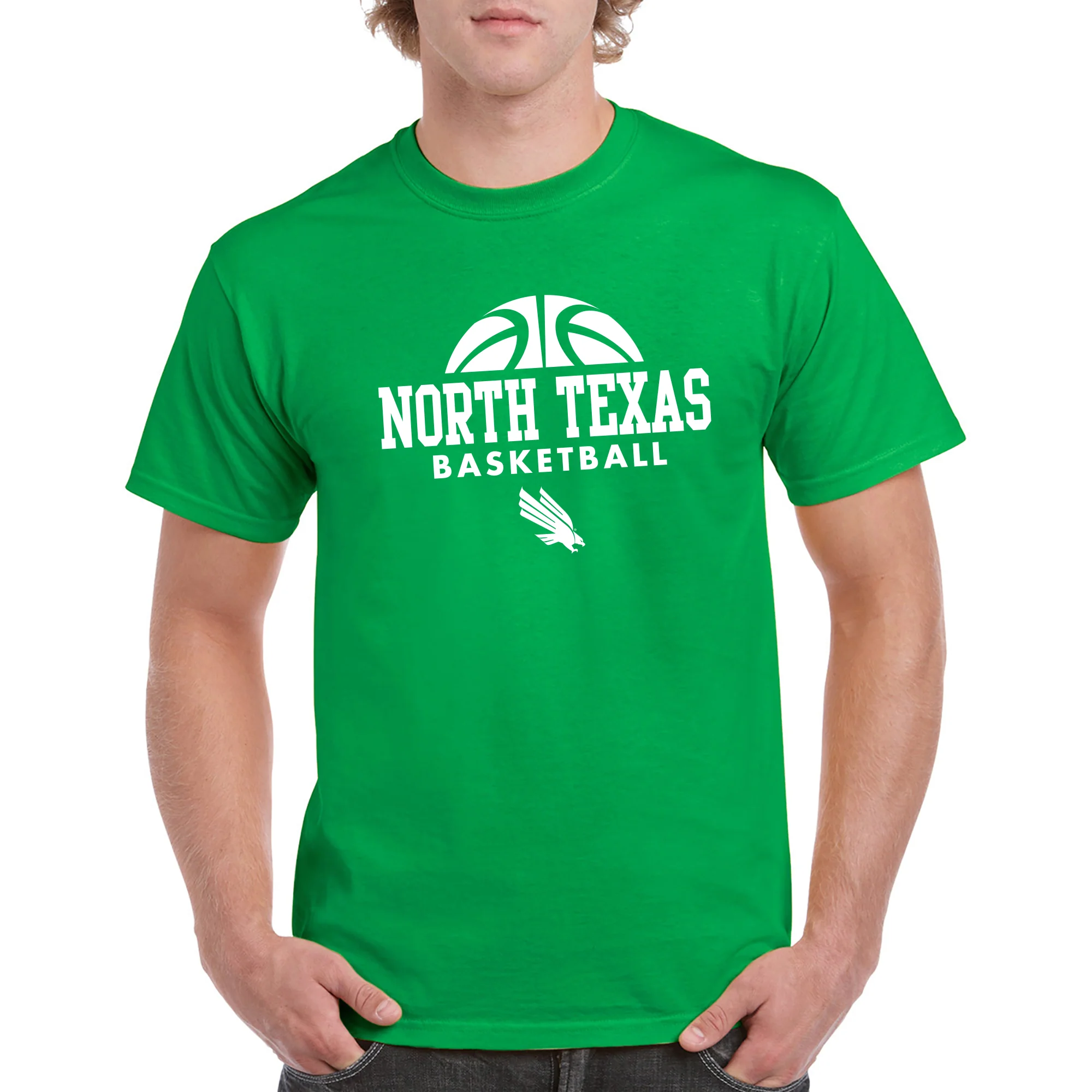 University of North Texas Mean Green Basketball Hype Cotton T-Shirt - Irish Green - Image 3