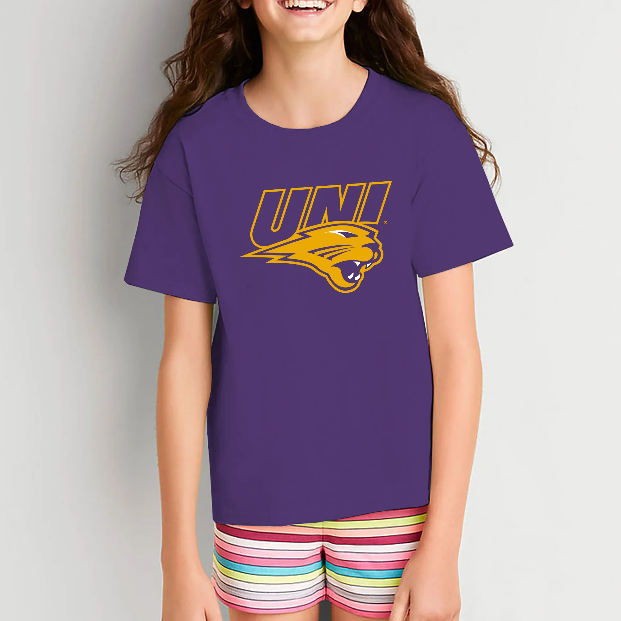 University of Northern Iowa Panthers Primary Logo Youth T Shirt - Purple - Image 4