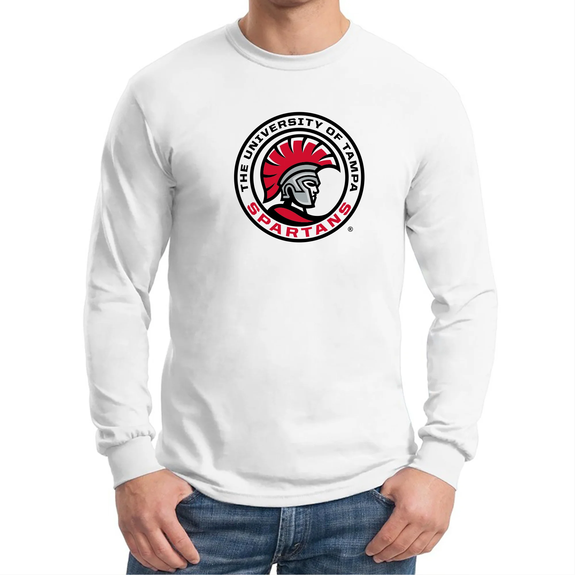 University of Tampa Spartans Primary Logo Long Sleeve T-Shirt - White - Image 3