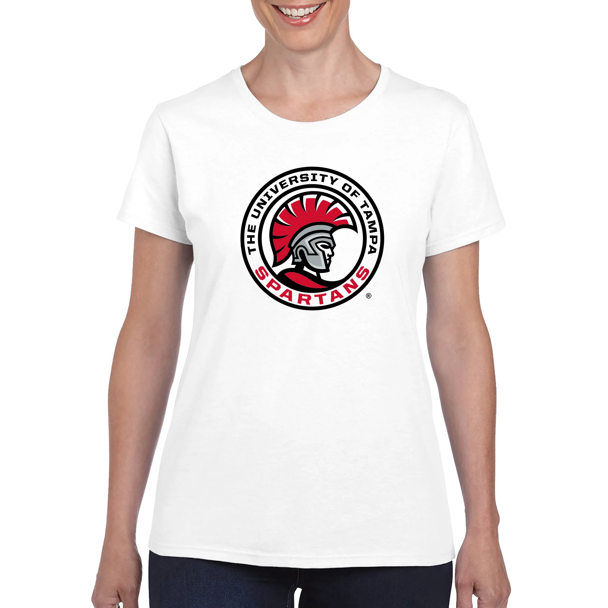 University of Tampa Spartans Primary Logo Womens T-Shirt - White - Image 3