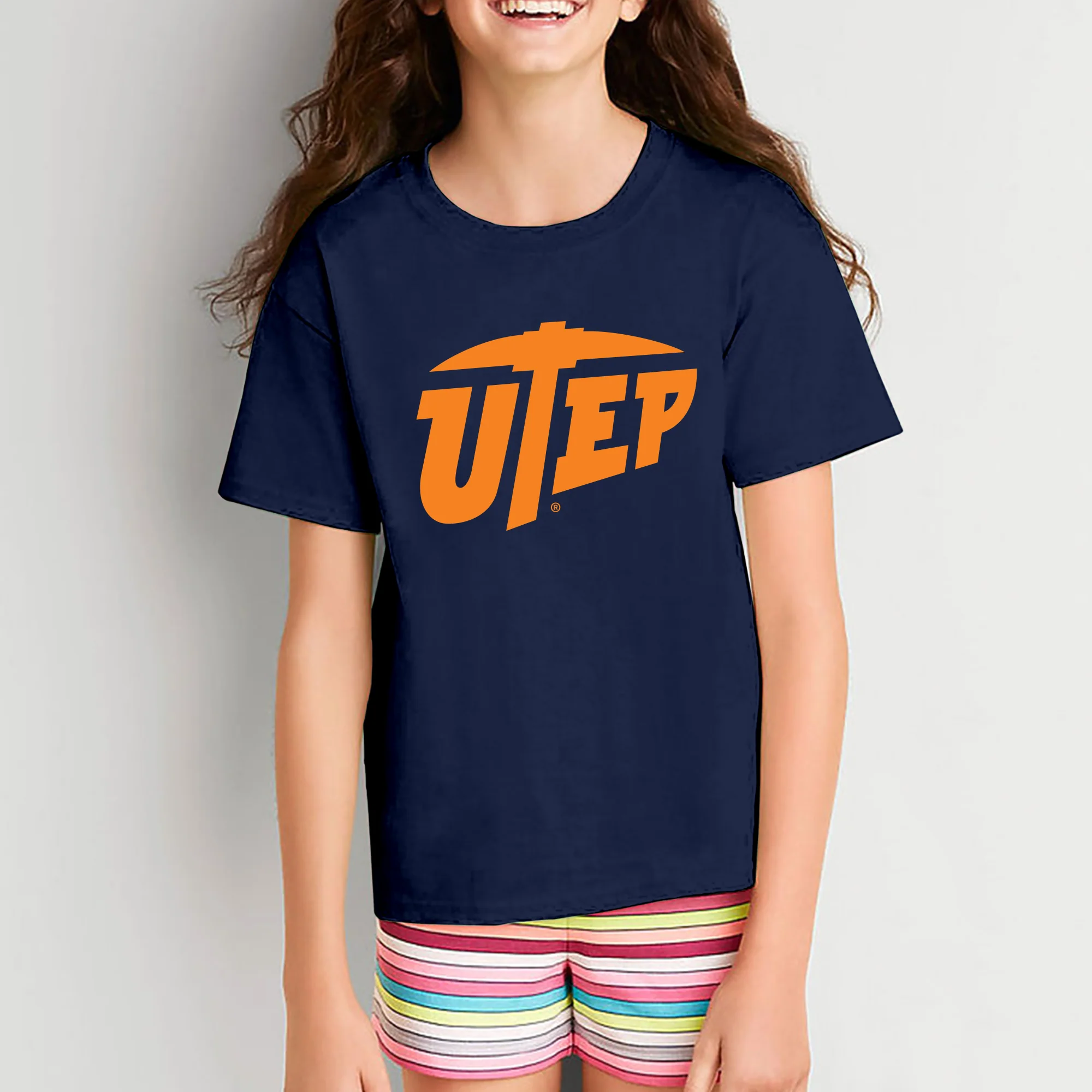 University of Texas at El Paso Miners Primary Logo Short Sleeve Youth T Shirt - Navy - Image 4