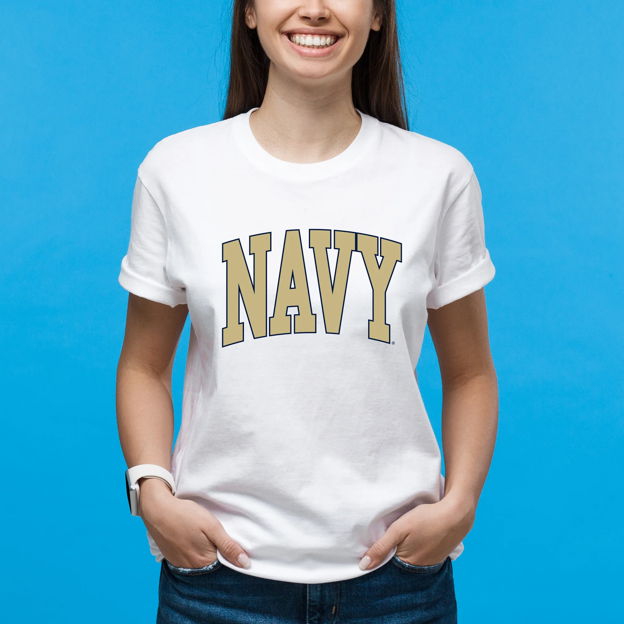 US Naval Academy Midshipmen Mega Arch T-Shirt - White - Image 4