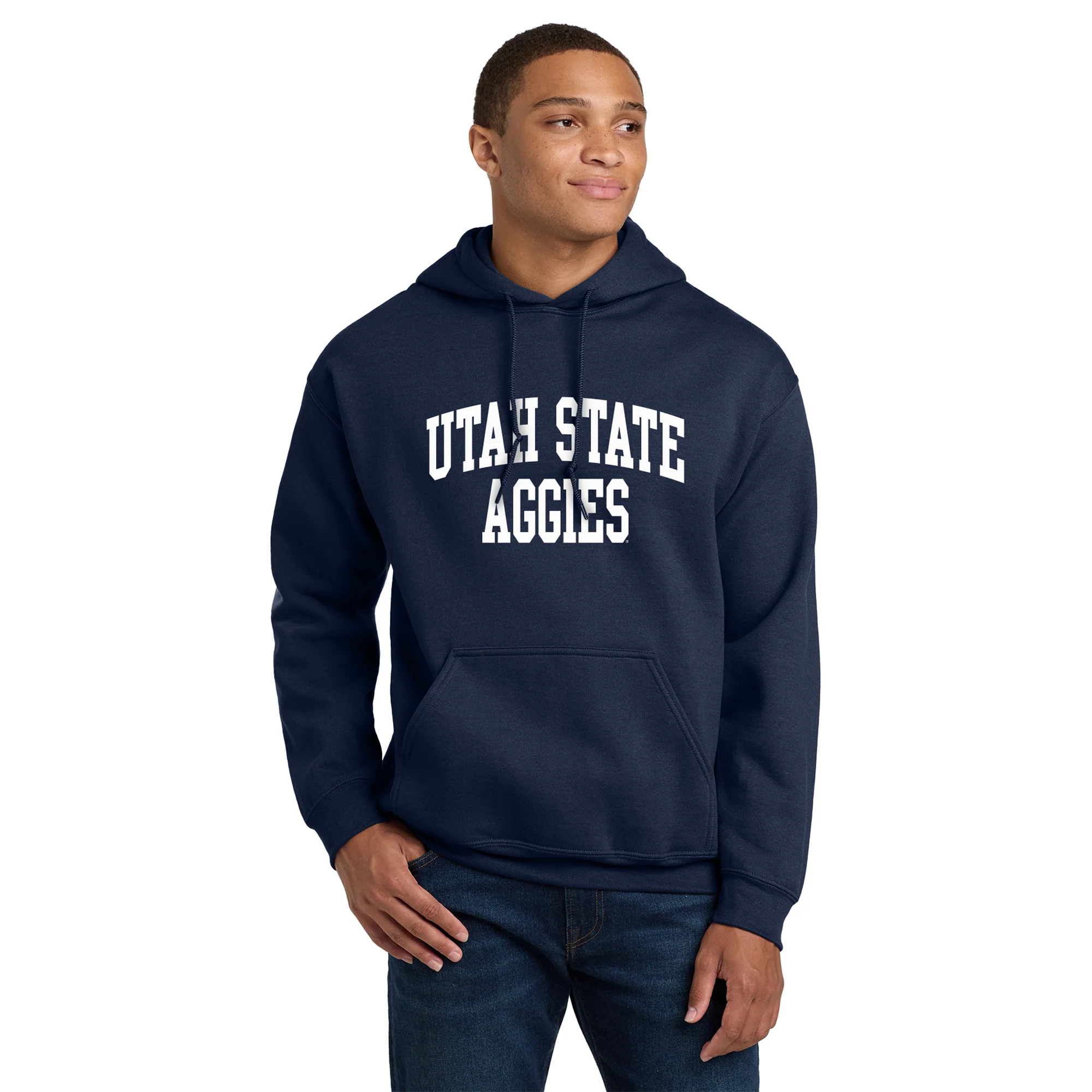 Utah State Aggies Front Back Print Hoodie - Navy - Image 3