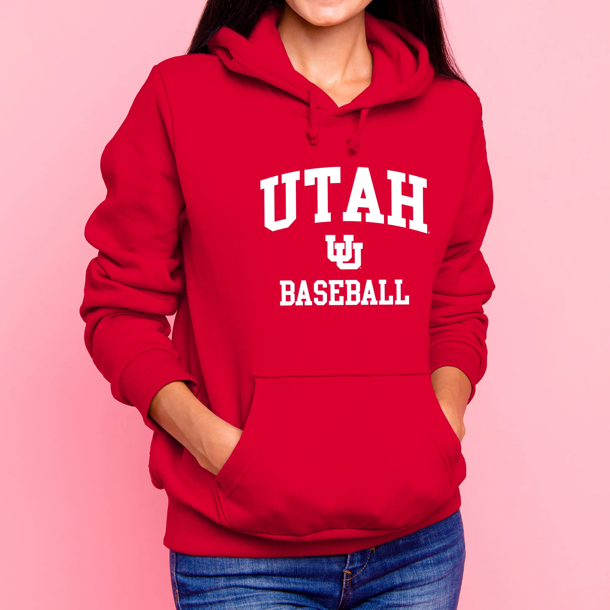Utah Utes Arch Logo Baseball Hoodie - Red - Image 4