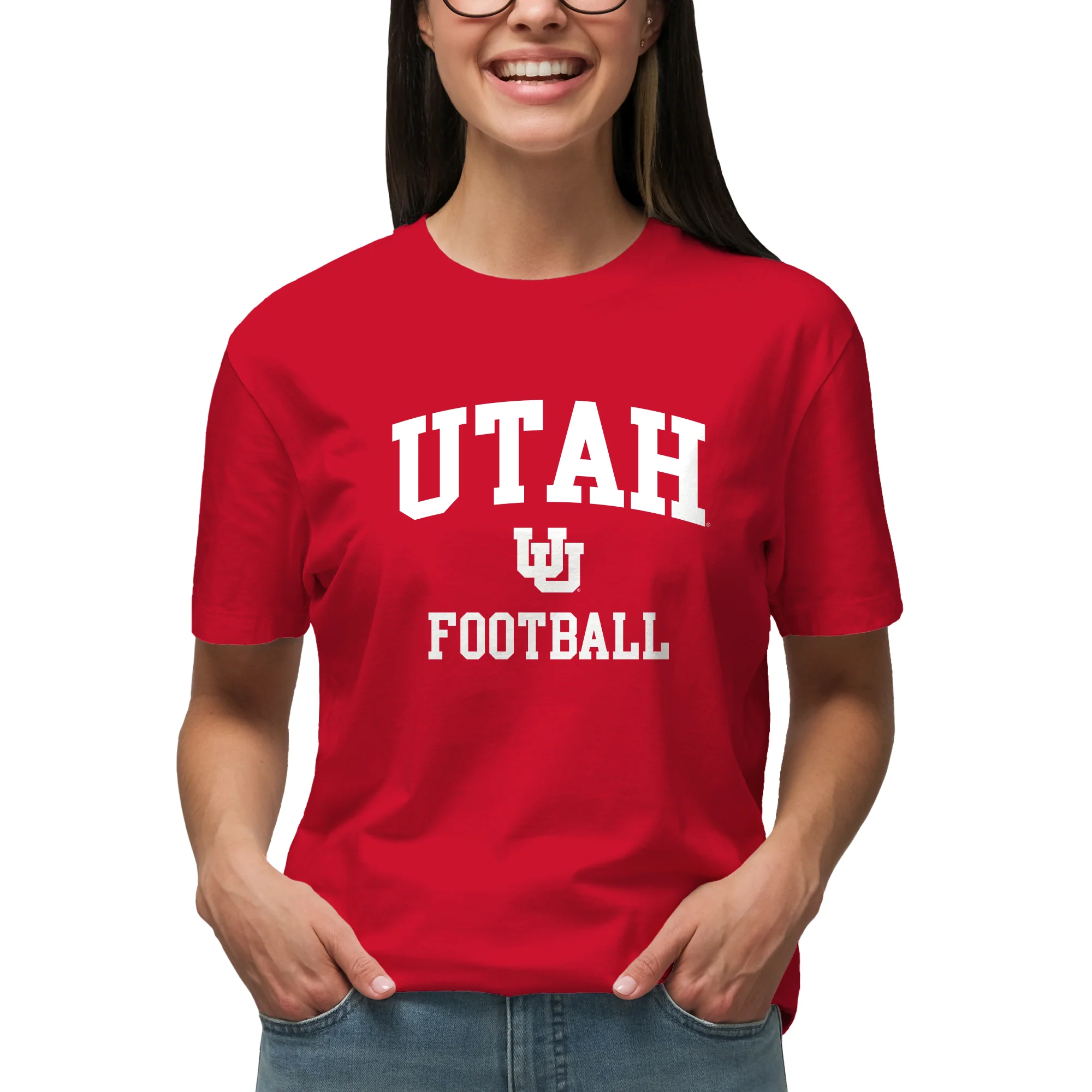 Utah Utes Arch Logo Football T-Shirt - Red - Image 4